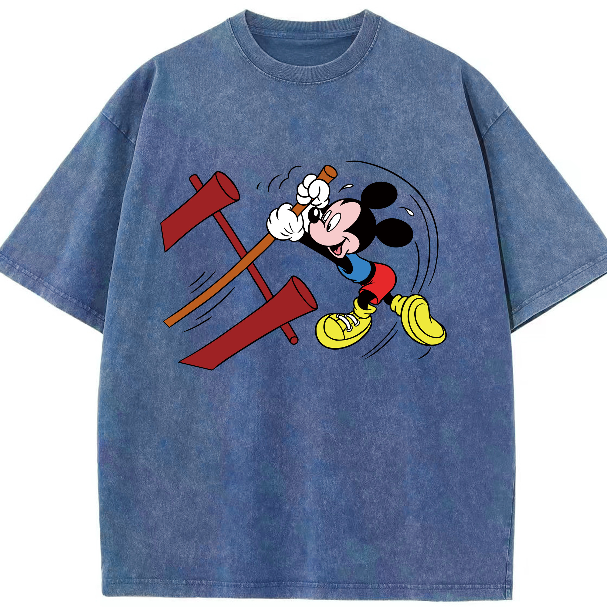 （画像用） ミッキーマウス Mickey Mouse 綿100% ヴィンテージ風 半袖Tシャツ（フロントプリント）