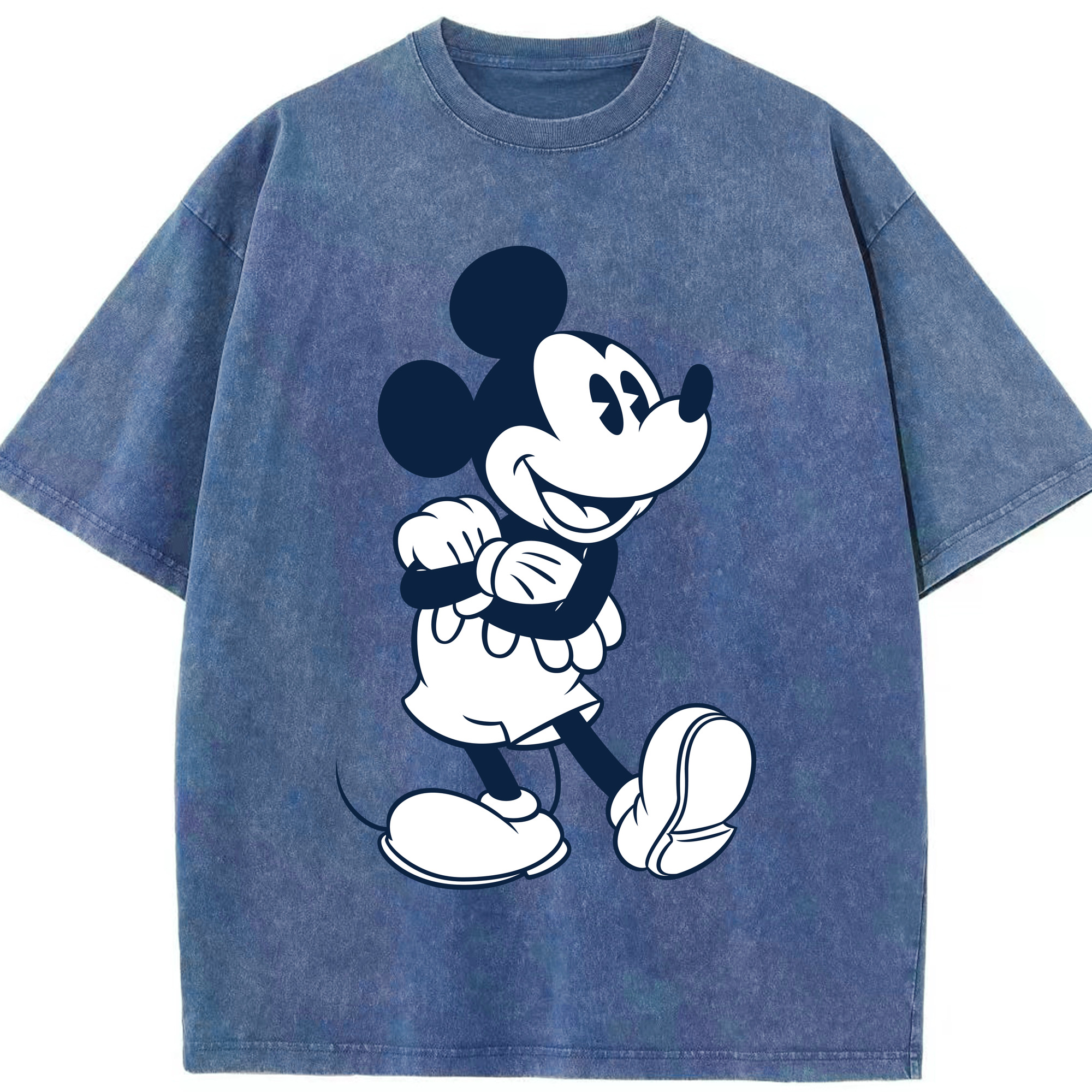 （画像用） ミッキーマウス Mickey Mouse 綿100% ヴィンテージ風 半袖Tシャツ（フロントプリント）