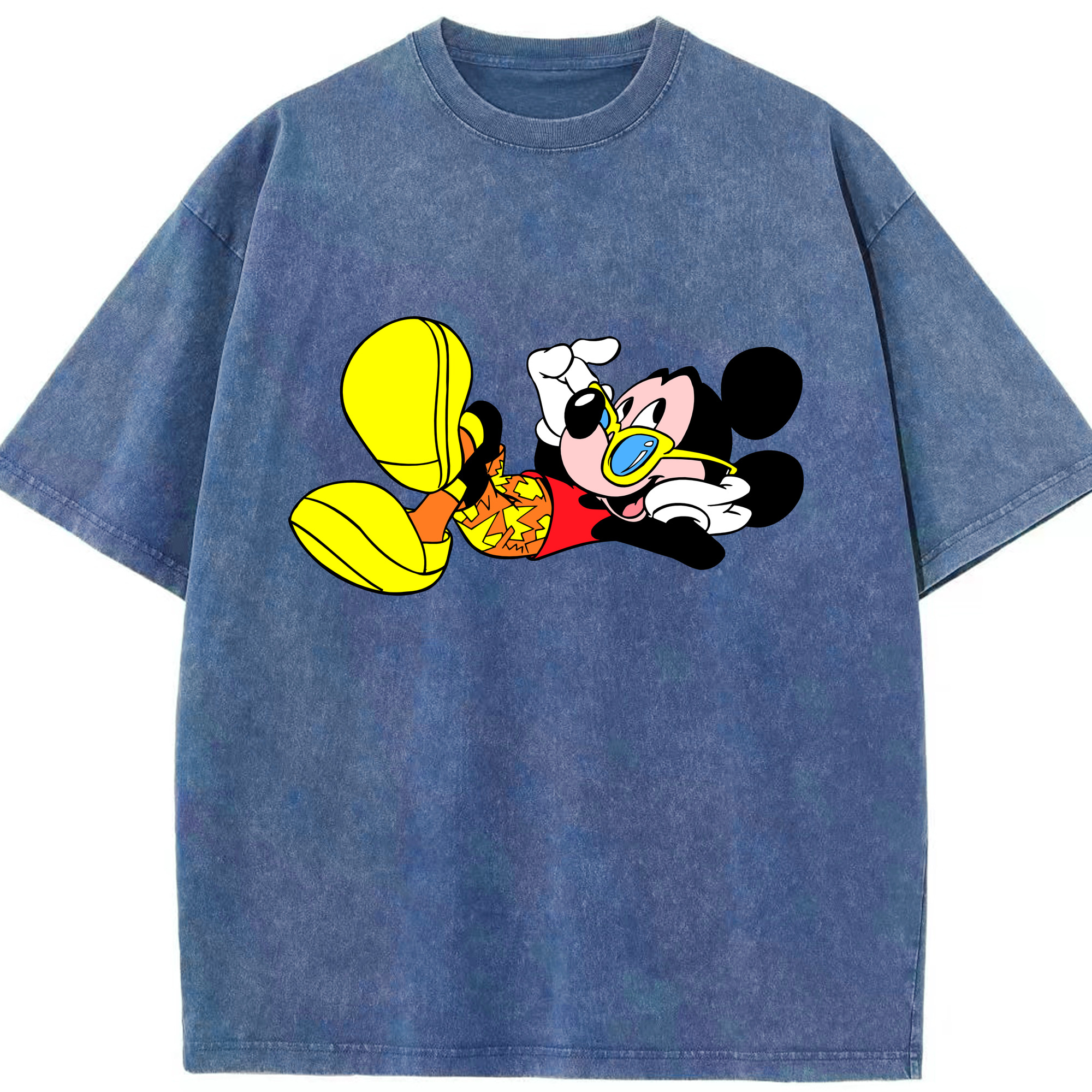 （画像用） ミッキーマウス Mickey Mouse 綿100% ヴィンテージ風 半袖Tシャツ（フロントプリント）