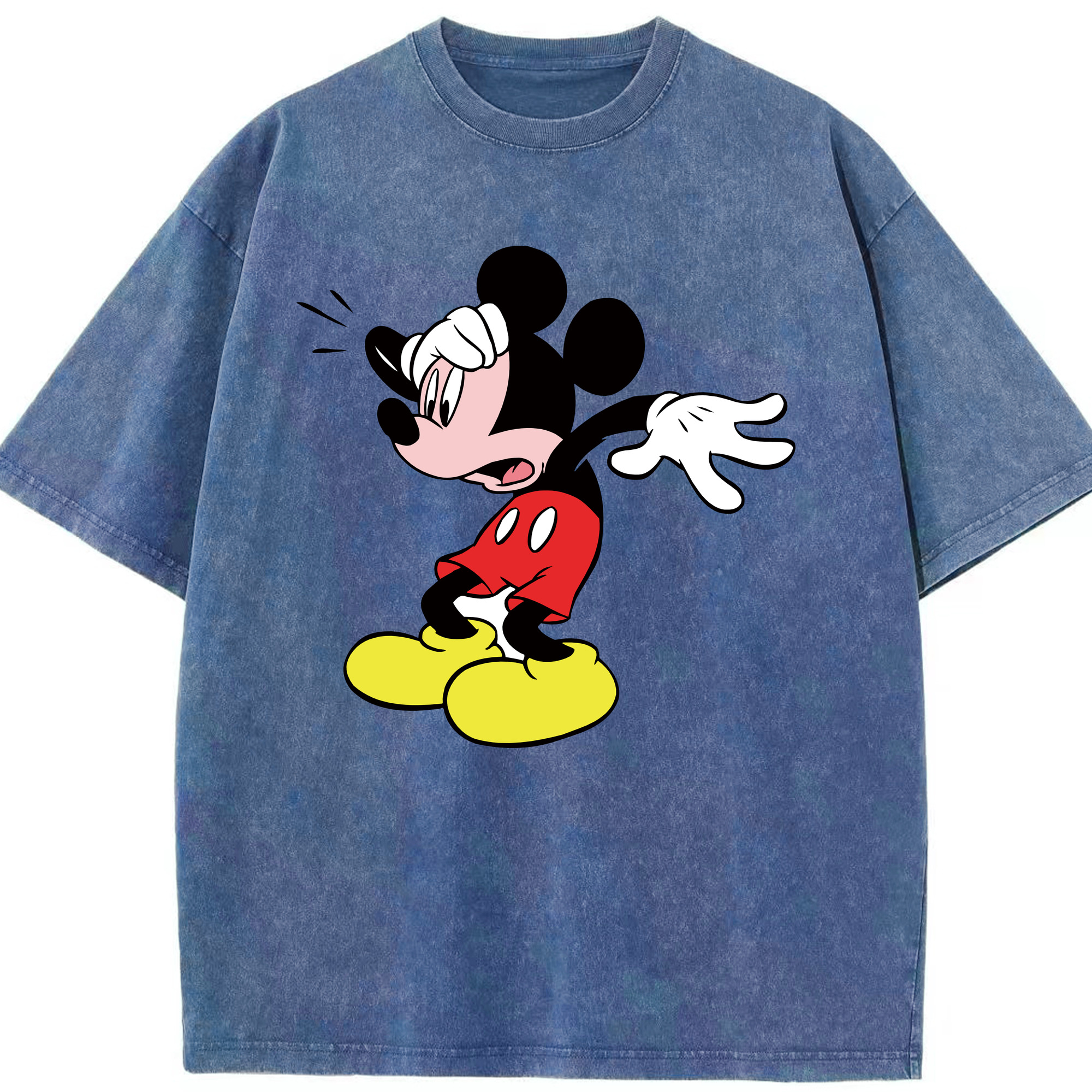 （画像用） ミッキーマウス Mickey Mouse 綿100% ヴィンテージ風 半袖Tシャツ（フロントプリント）