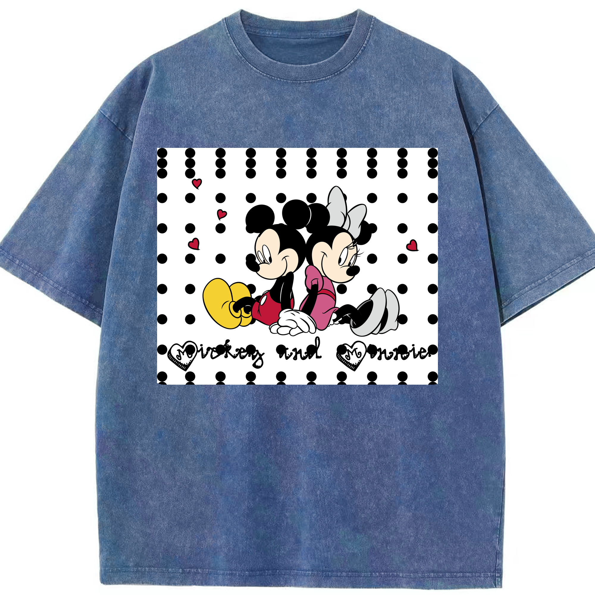 （画像用） ミッキーマウス Mickey Mouse 綿100% ヴィンテージ風 半袖Tシャツ（フロントプリント）