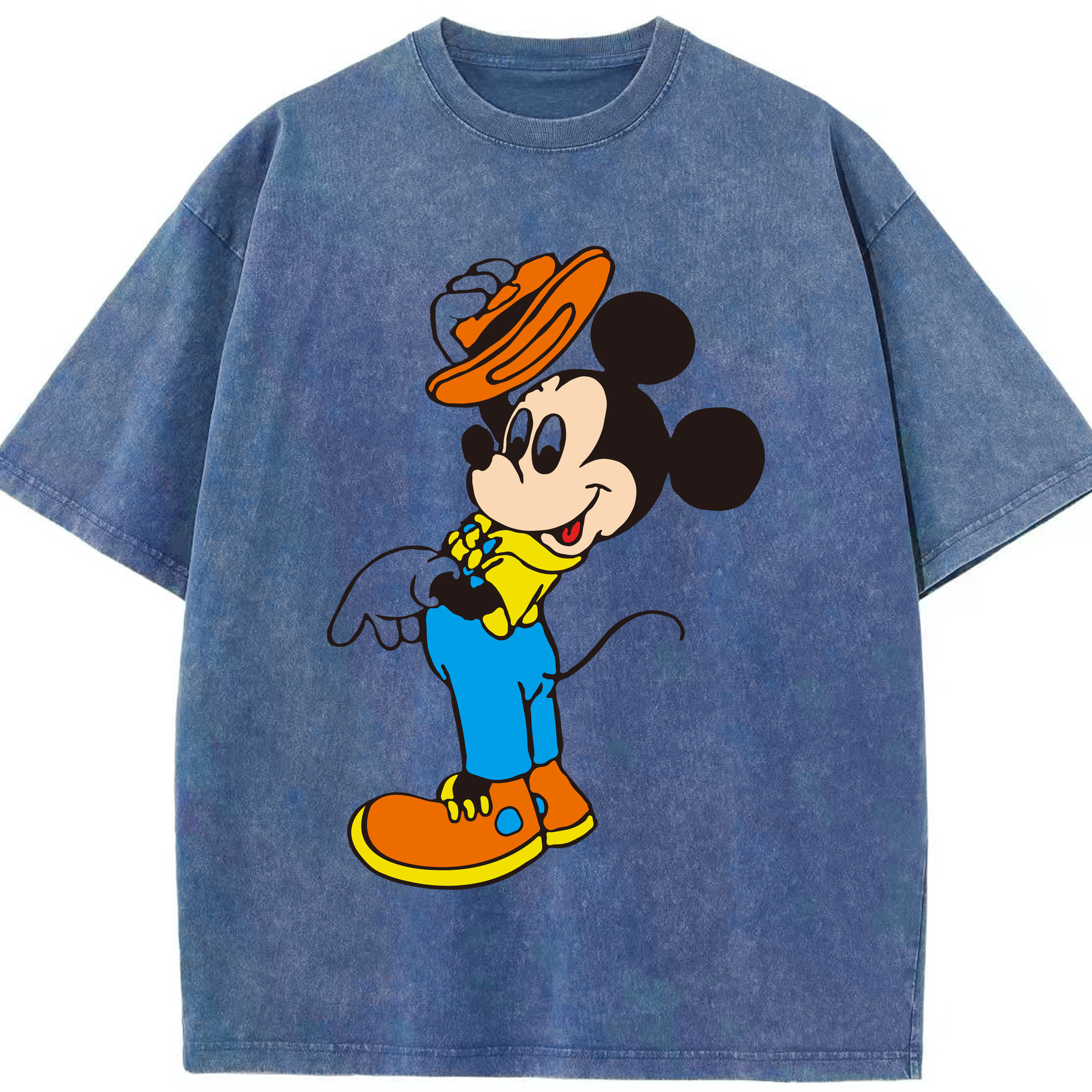 （画像用） ミッキーマウス Mickey Mouse 綿100% ヴィンテージ風 半袖Tシャツ（フロントプリント）