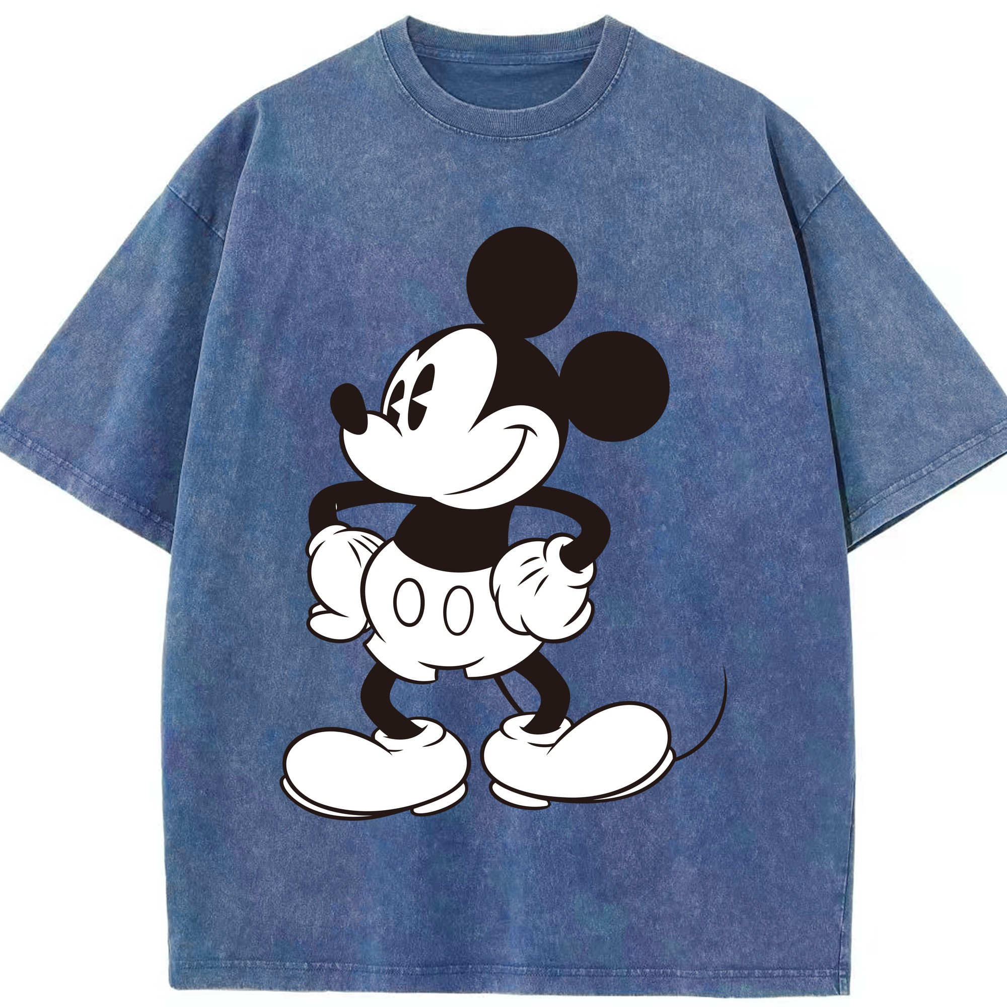 （画像用） ミッキーマウス Mickey Mouse 綿100% ヴィンテージ風 半袖Tシャツ（フロントプリント）