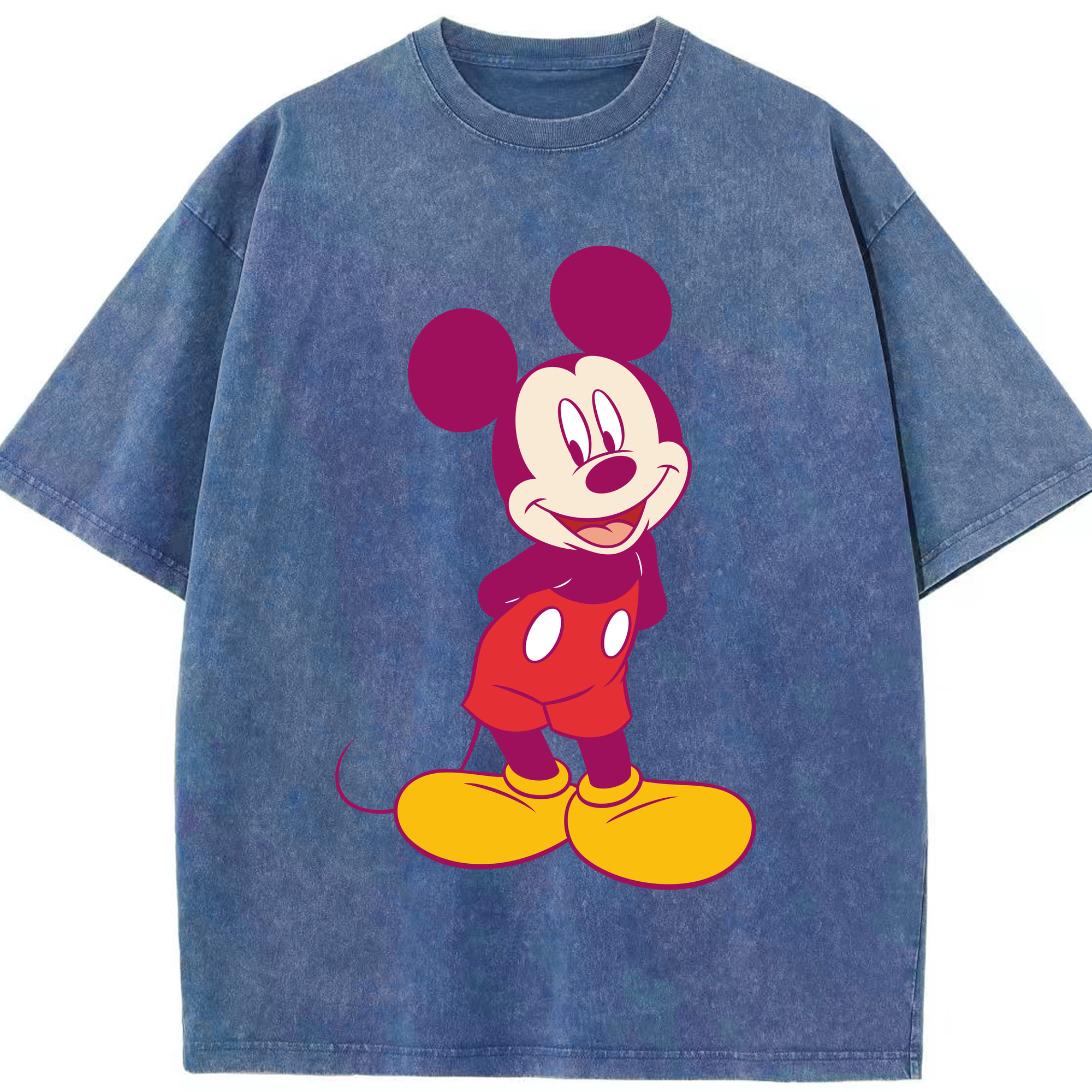 （画像用） ミッキーマウス Mickey Mouse 綿100% ヴィンテージ風 半袖Tシャツ（フロントプリント）