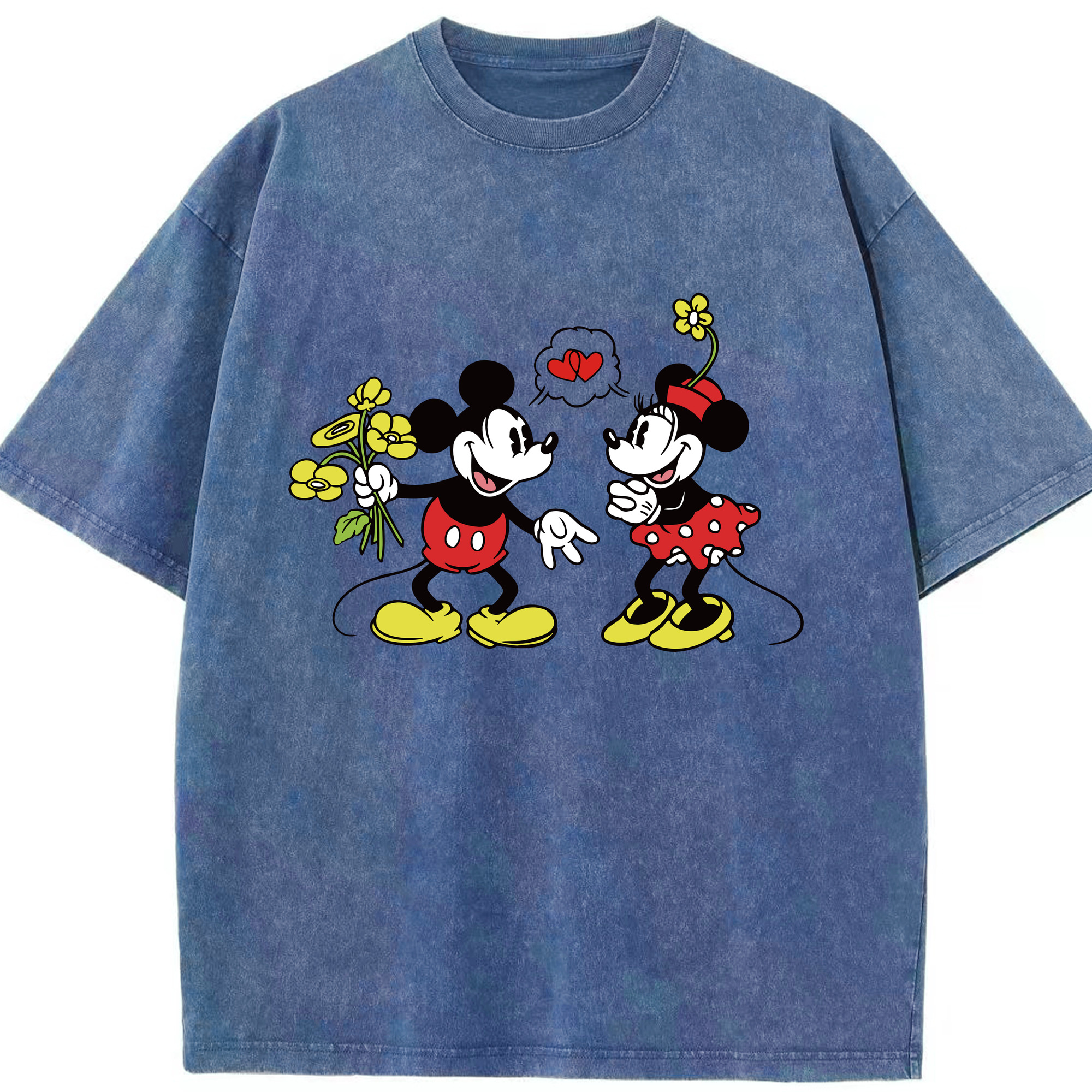 （画像用） ミッキーマウス Mickey Mouse 綿100% ヴィンテージ風 半袖Tシャツ（フロントプリント）