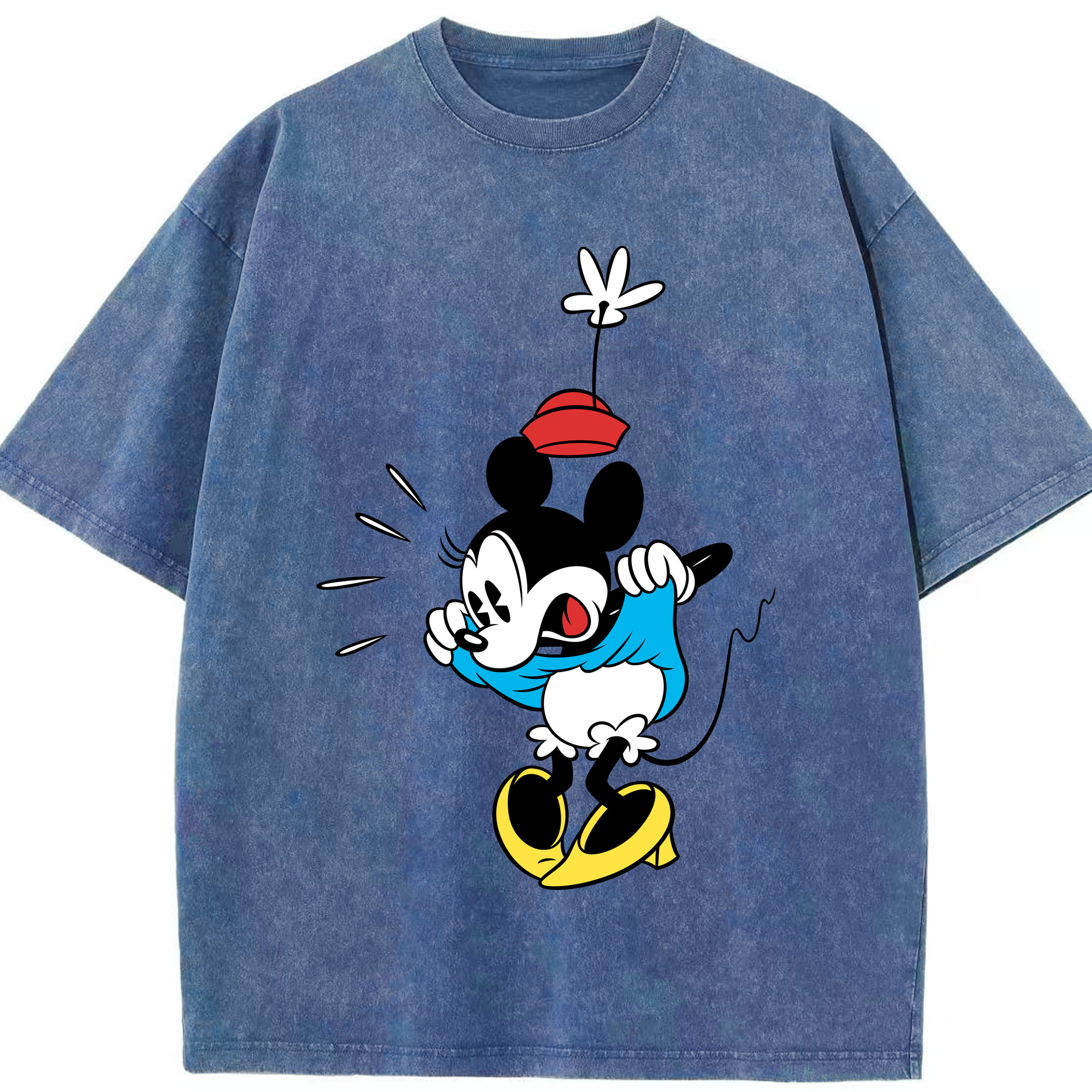 （画像用） ミッキーマウス Mickey Mouse 綿100% ヴィンテージ風 半袖Tシャツ（フロントプリント）