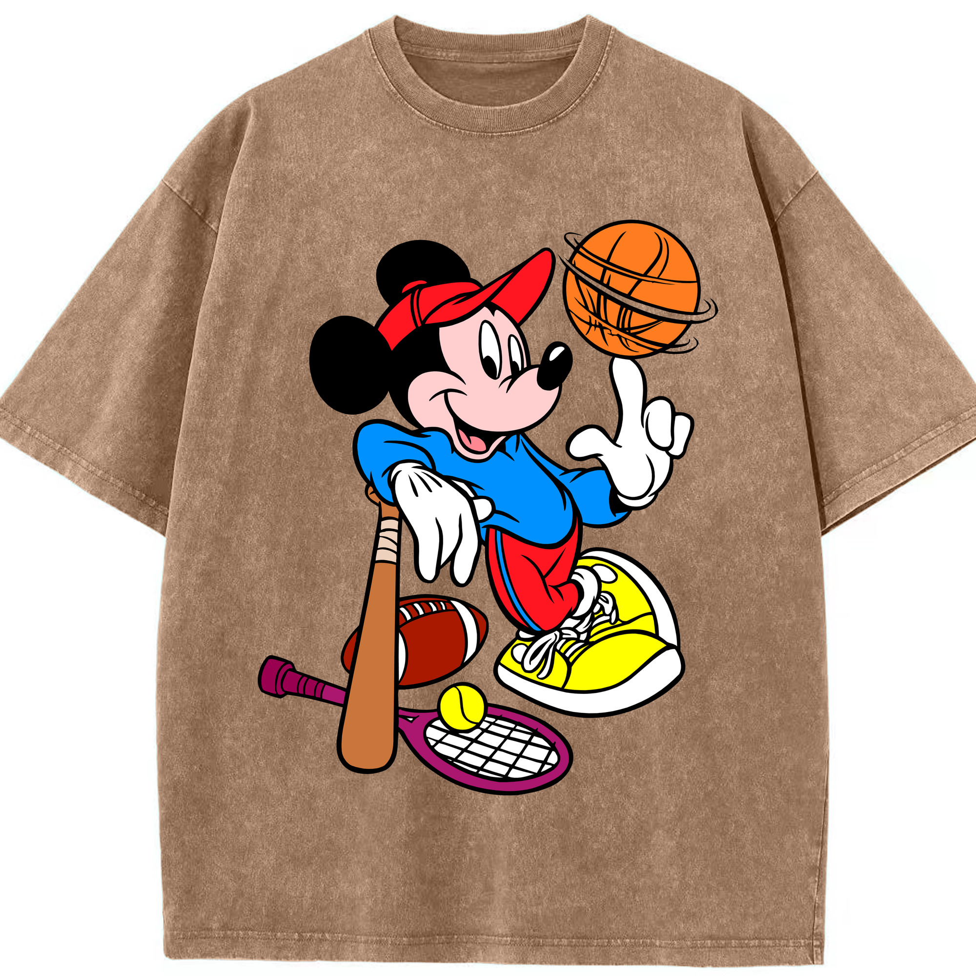 （画像用） ミッキーマウス Mickey Mouse 綿100% ヴィンテージ風 半袖Tシャツ（フロントプリント）