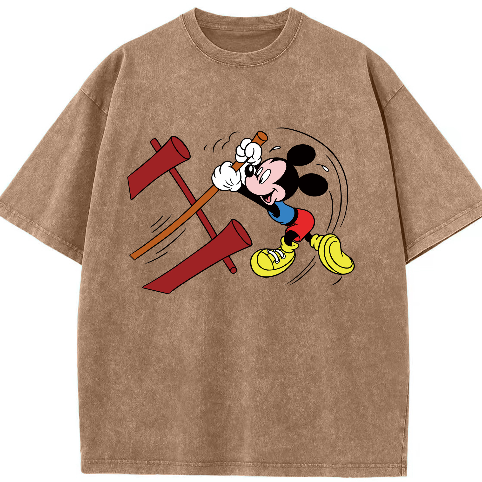 （画像用） ミッキーマウス Mickey Mouse 綿100% ヴィンテージ風 半袖Tシャツ（フロントプリント）