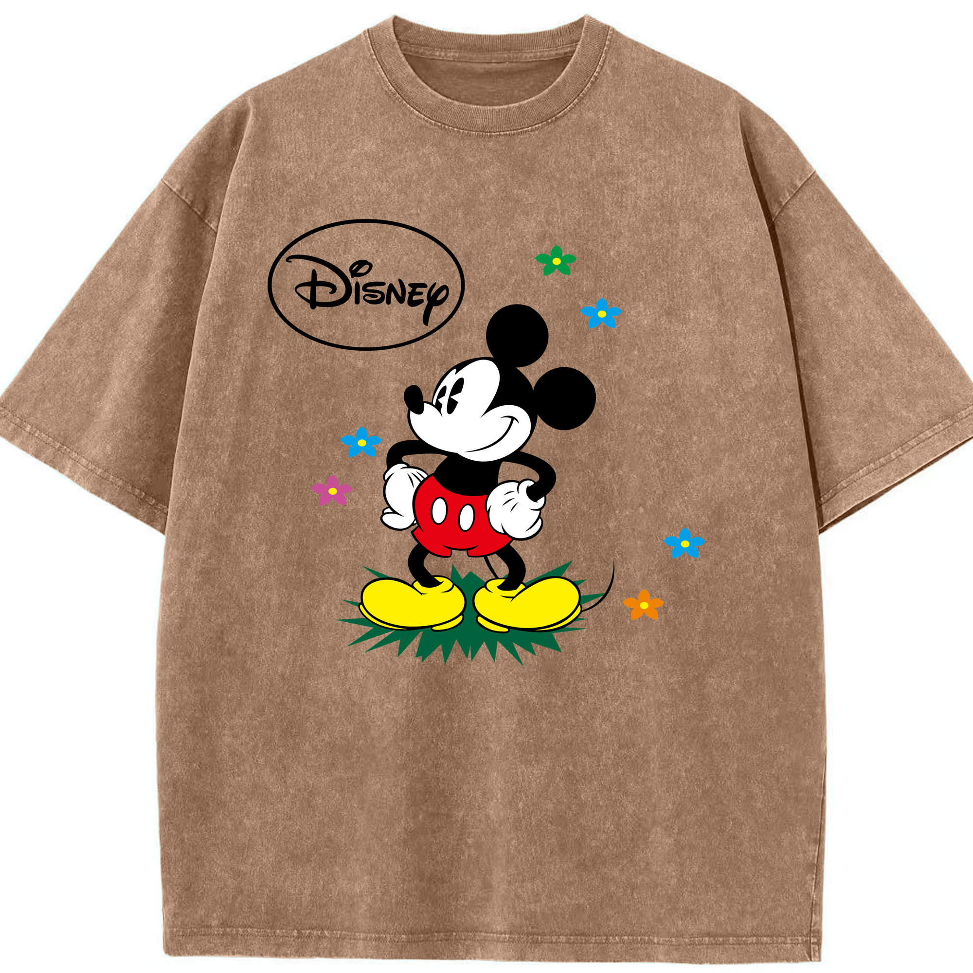 （画像用） ミッキーマウス Mickey Mouse 綿100% ヴィンテージ風 半袖Tシャツ（フロントプリント）