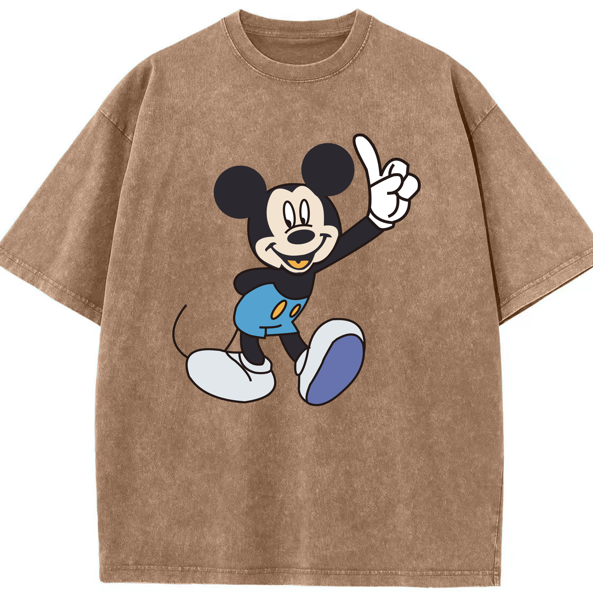 （画像用） ミッキーマウス Mickey Mouse 綿100% ヴィンテージ風 半袖Tシャツ（フロントプリント）