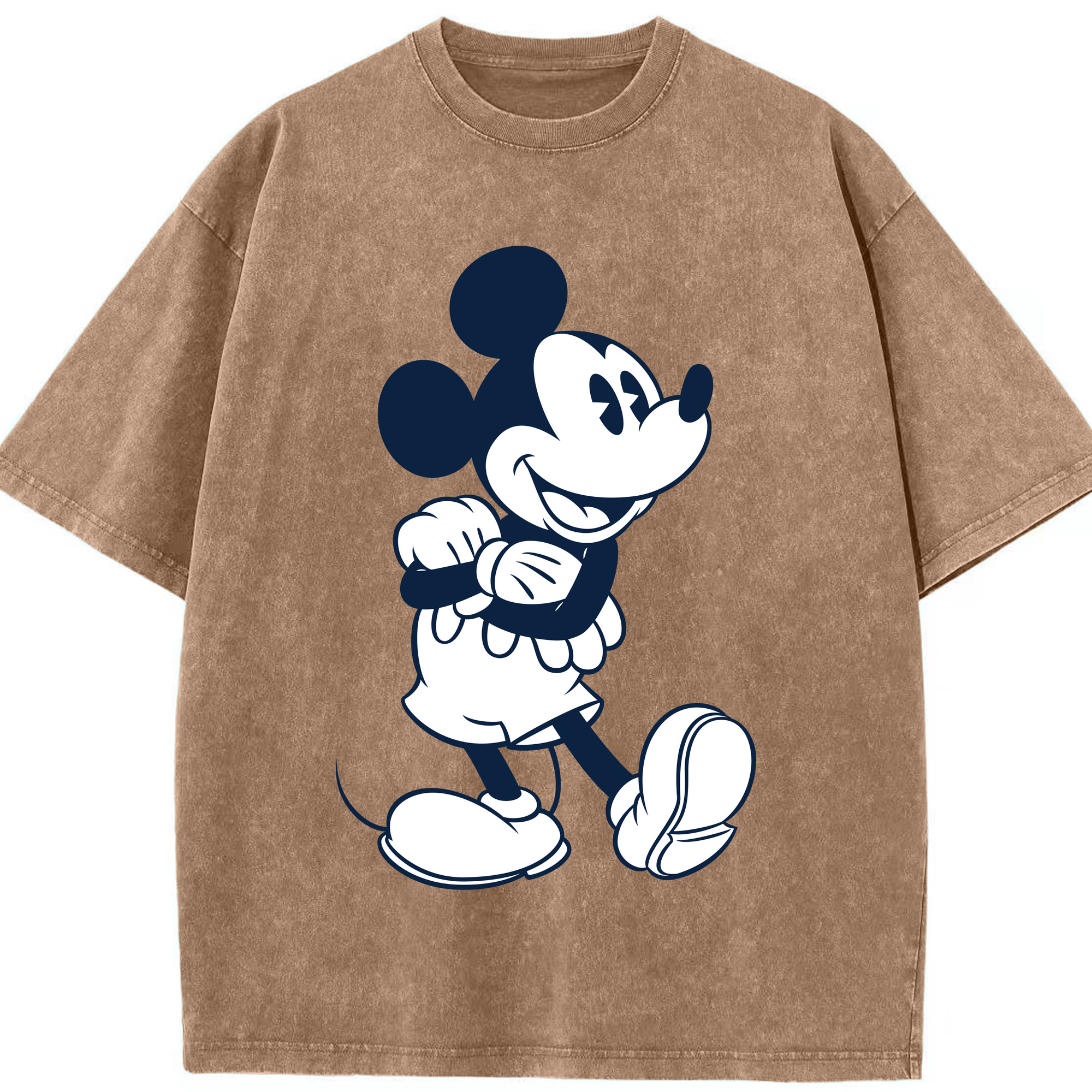 （画像用） ミッキーマウス Mickey Mouse 綿100% ヴィンテージ風 半袖Tシャツ（フロントプリント）