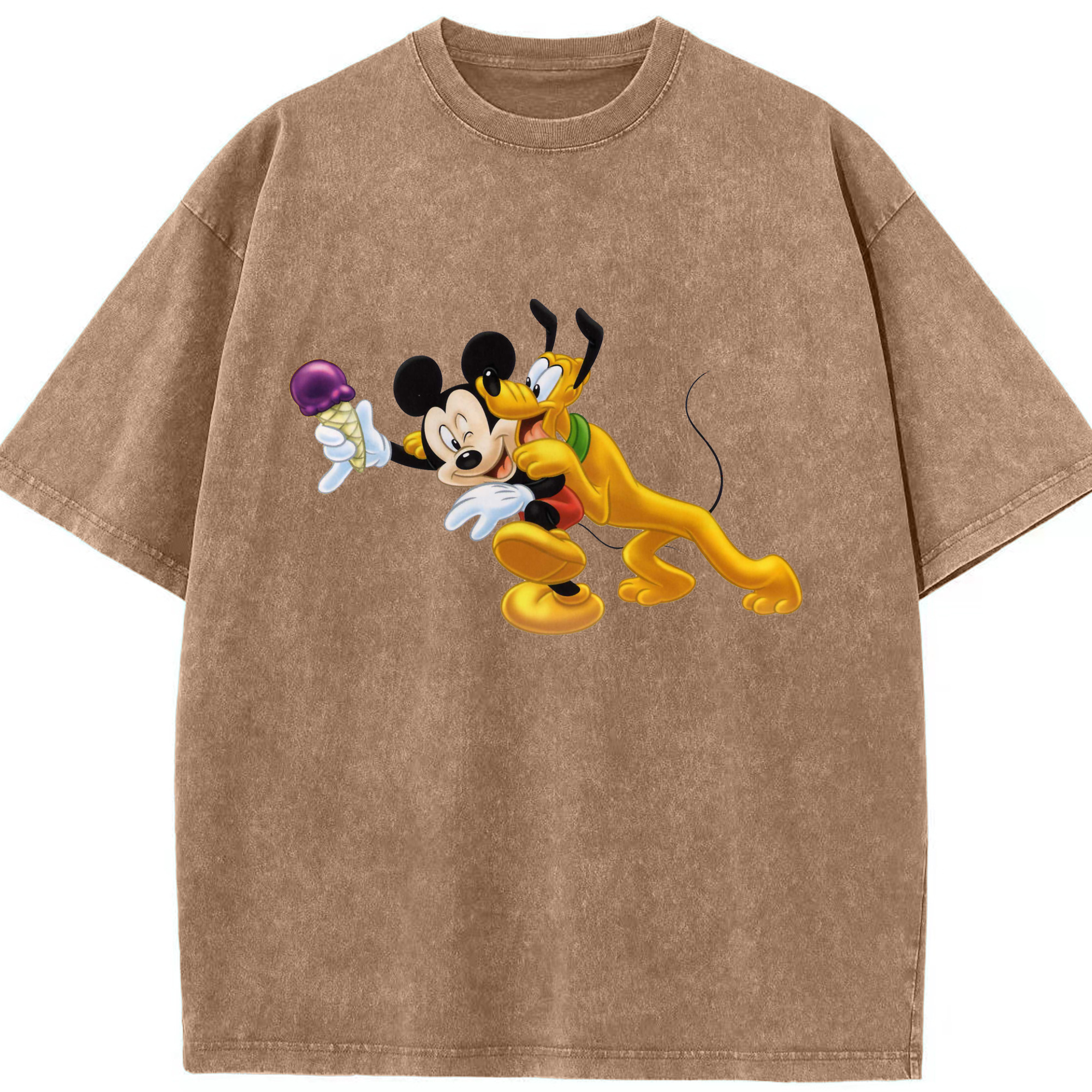 （画像用） ミッキーマウス Mickey Mouse 綿100% ヴィンテージ風 半袖Tシャツ（フロントプリント）