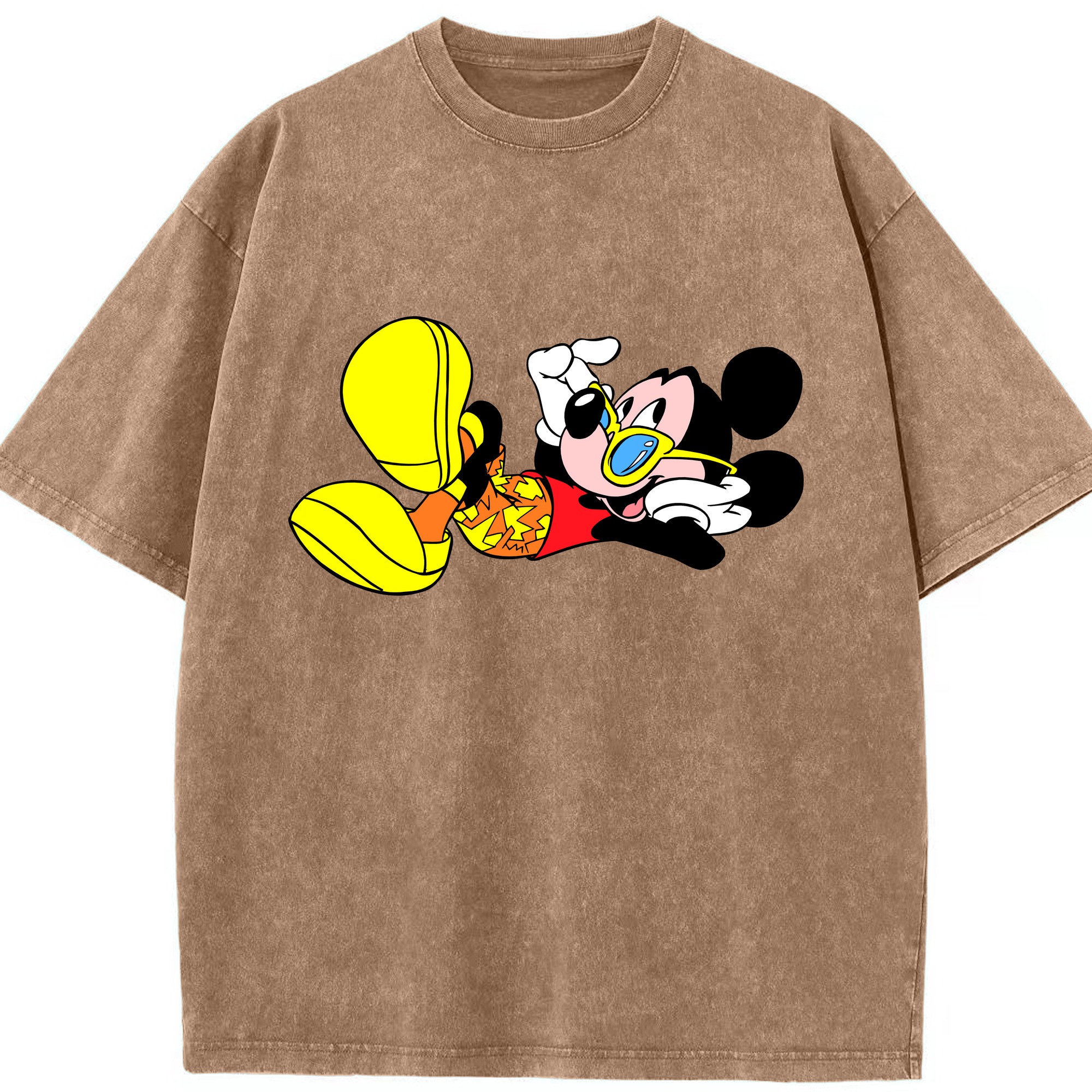 （画像用） ミッキーマウス Mickey Mouse 綿100% ヴィンテージ風 半袖Tシャツ（フロントプリント）