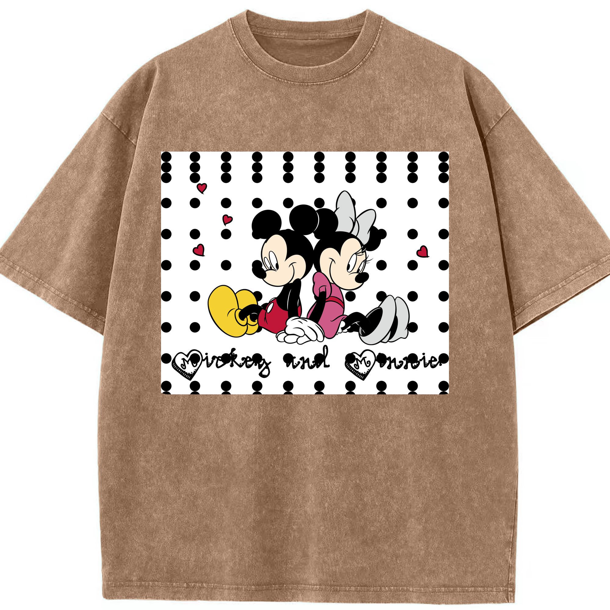 （画像用） ミッキーマウス Mickey Mouse 綿100% ヴィンテージ風 半袖Tシャツ（フロントプリント）
