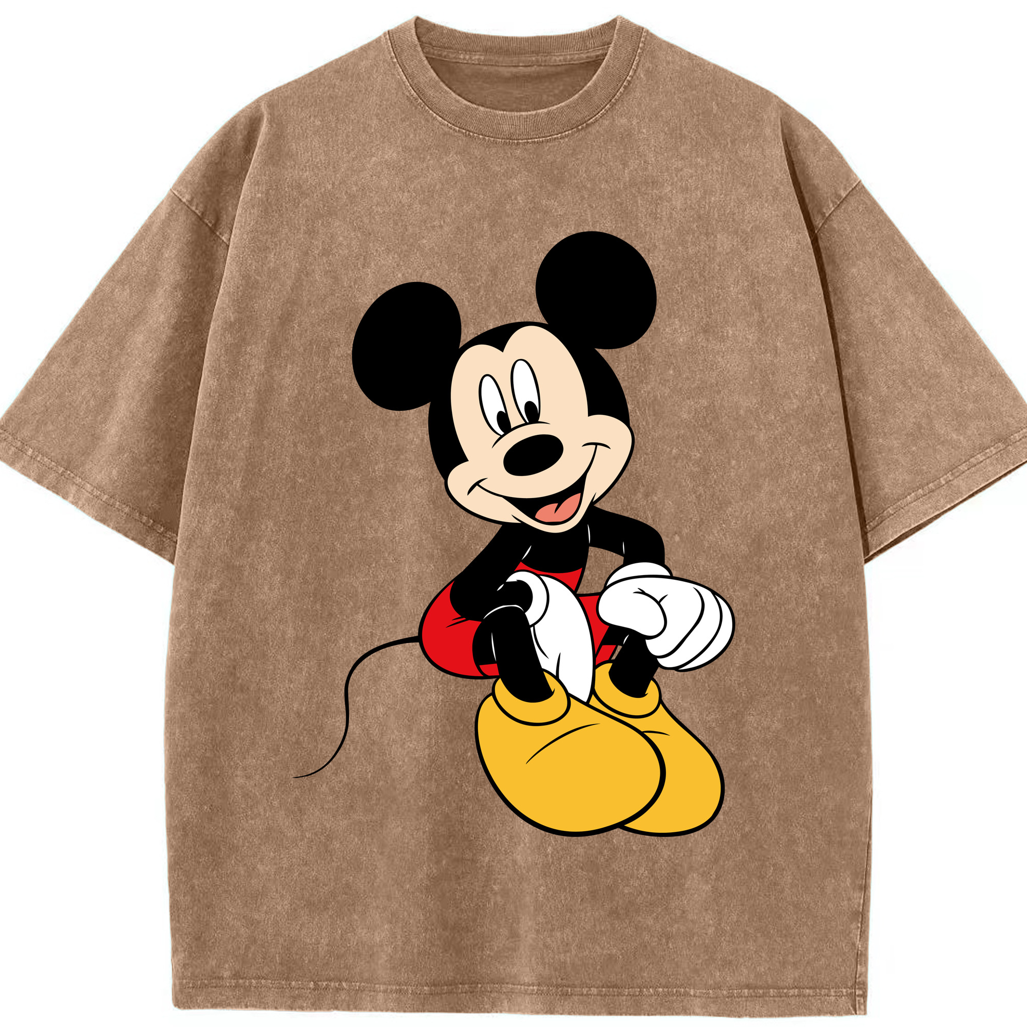 （画像用） ミッキーマウス Mickey Mouse 綿100% ヴィンテージ風 半袖Tシャツ（フロントプリント）