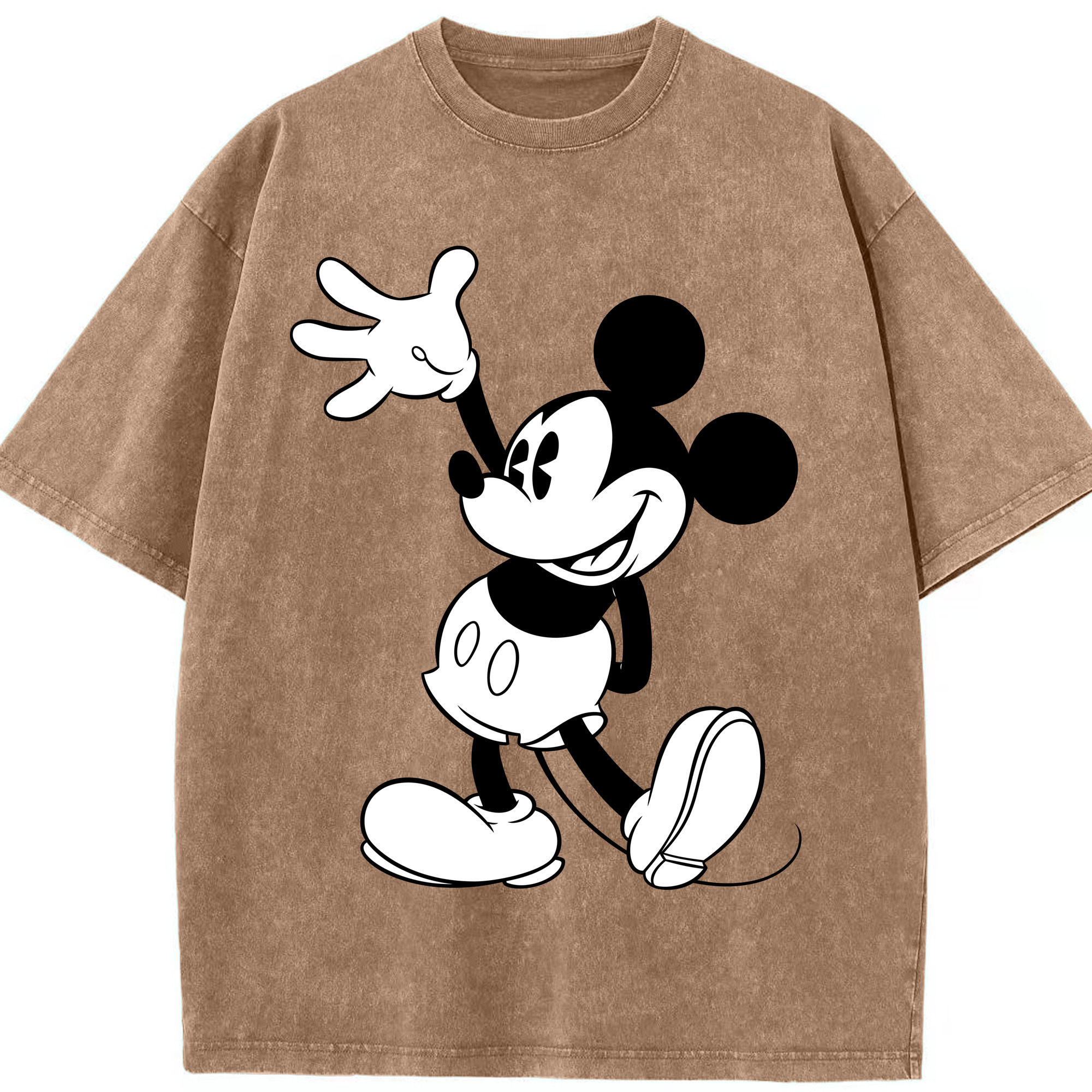 （画像用） ミッキーマウス Mickey Mouse 綿100% ヴィンテージ風 半袖Tシャツ（フロントプリント）