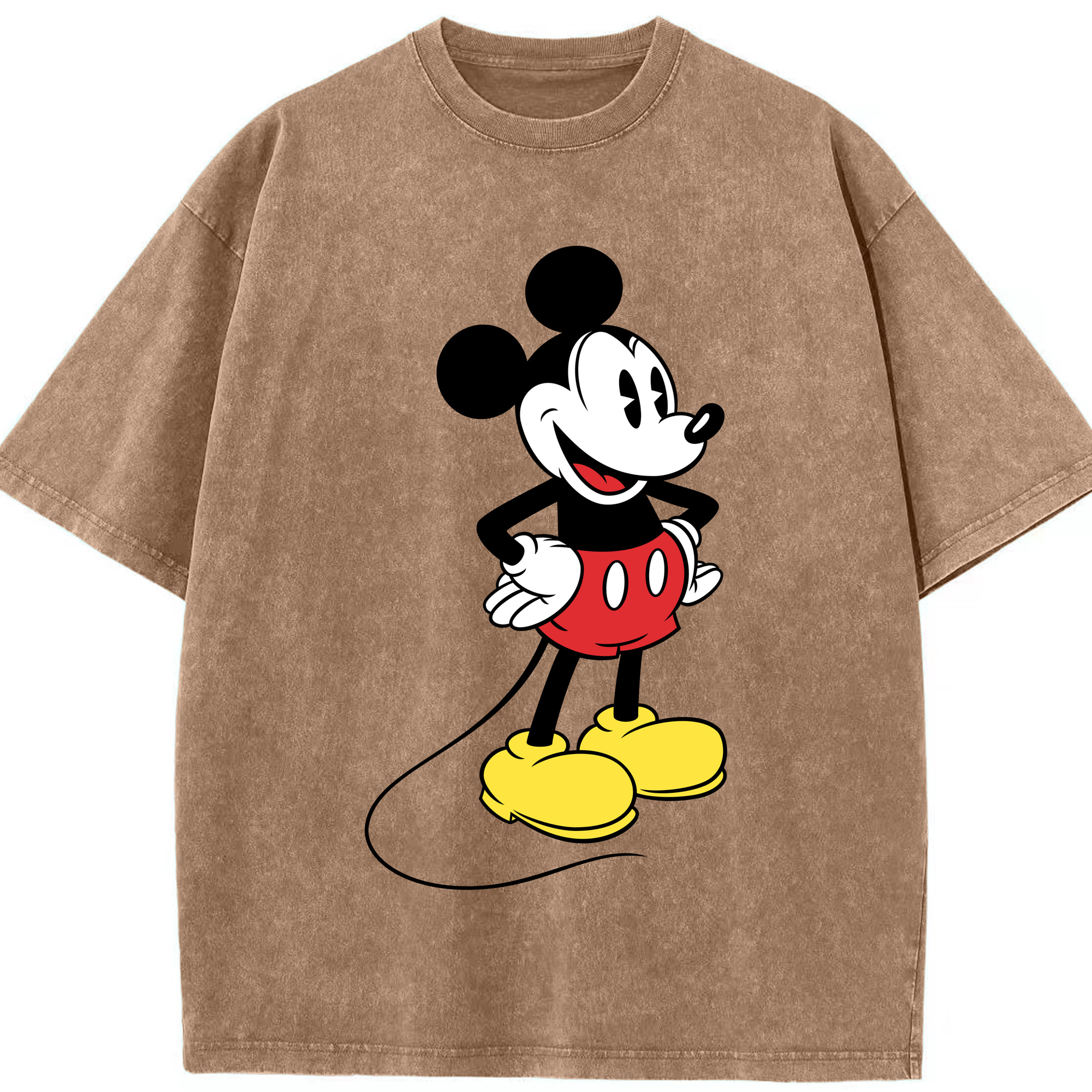 （画像用） ミッキーマウス Mickey Mouse 綿100% ヴィンテージ風 半袖Tシャツ（フロントプリント）
