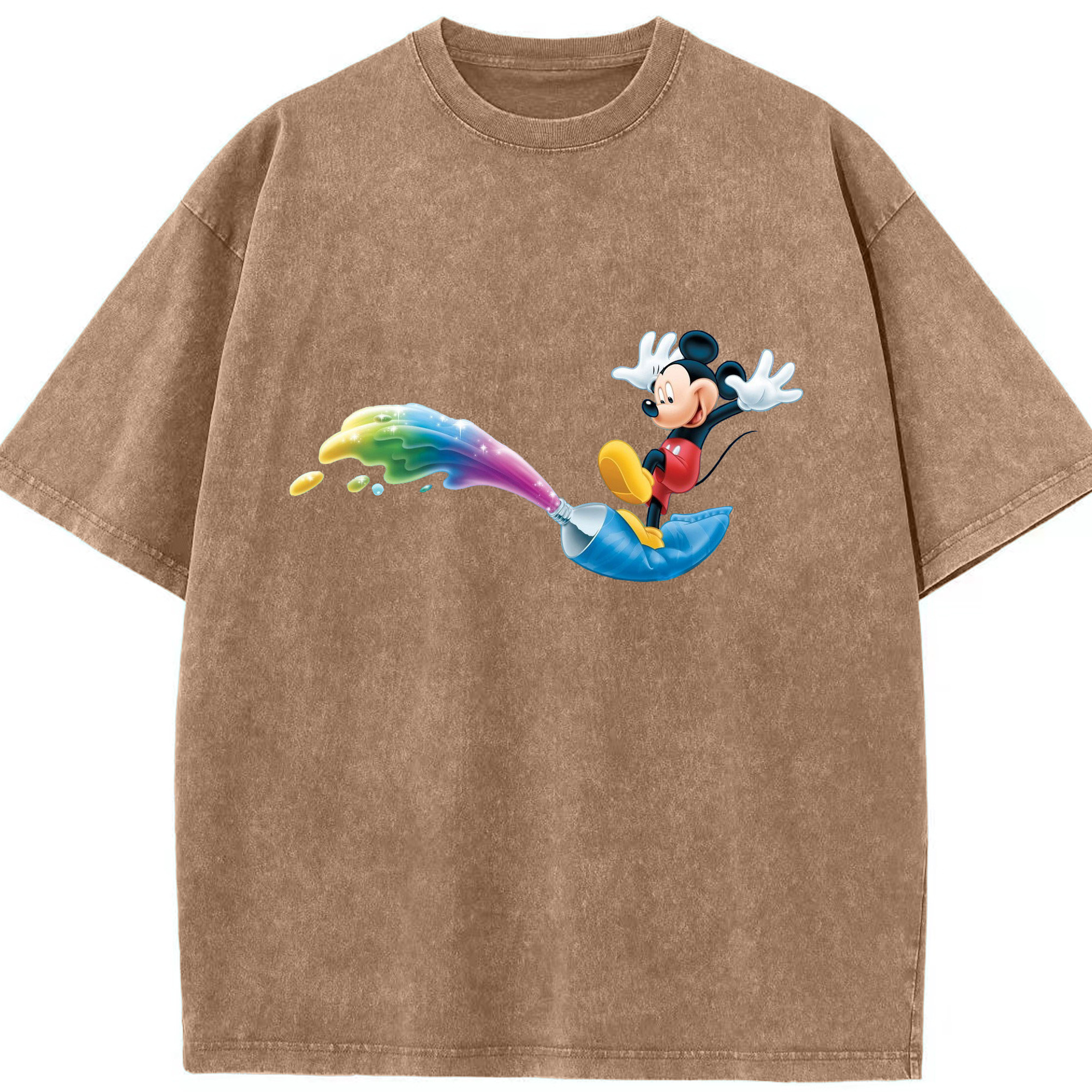 （画像用） ミッキーマウス Mickey Mouse 綿100% ヴィンテージ風 半袖Tシャツ（フロントプリント）