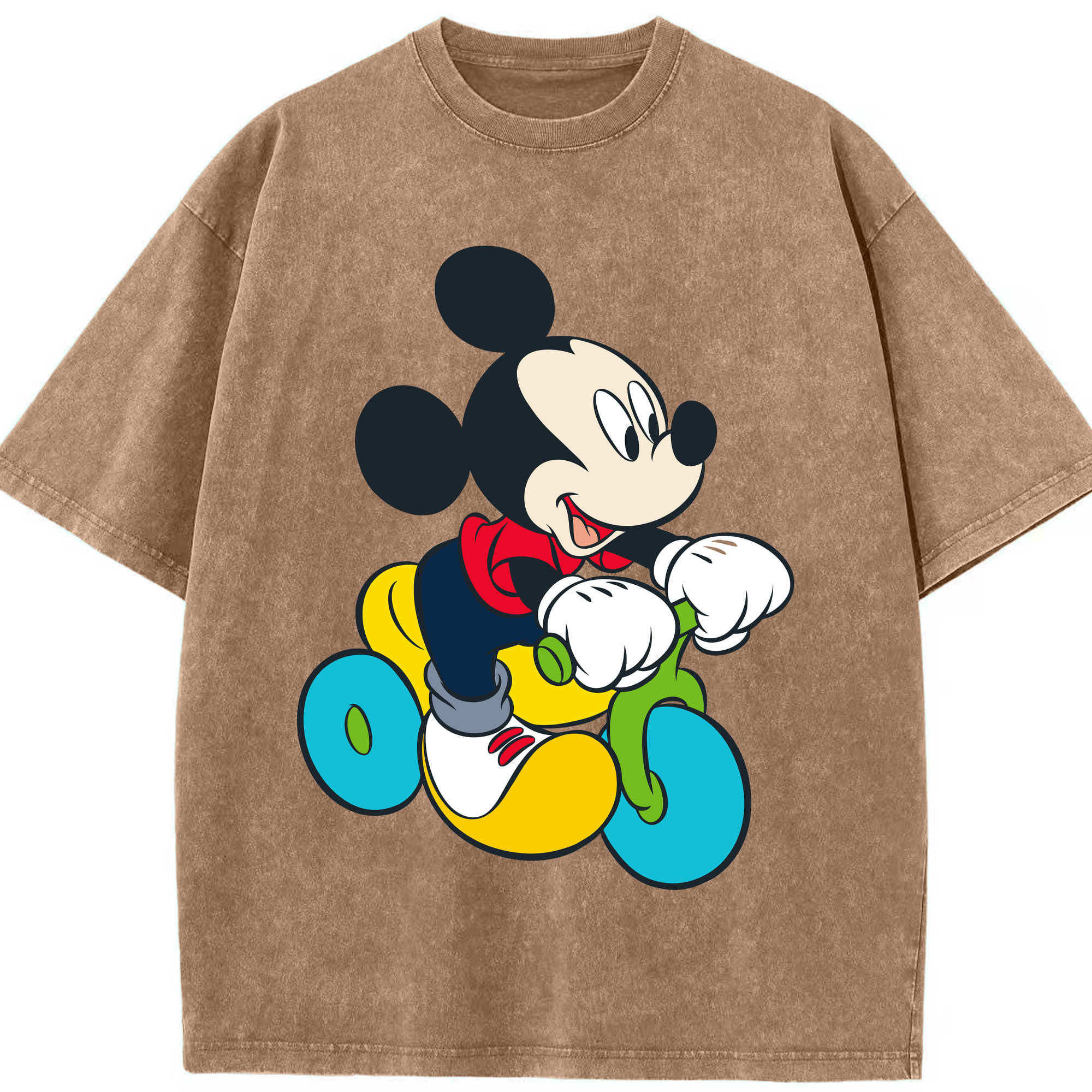 （画像用） ミッキーマウス Mickey Mouse 綿100% ヴィンテージ風 半袖Tシャツ（フロントプリント）