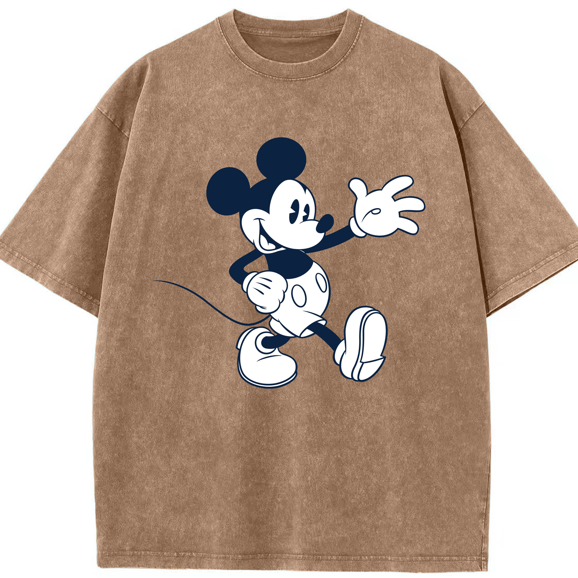 （画像用） ミッキーマウス Mickey Mouse 綿100% ヴィンテージ風 半袖Tシャツ（フロントプリント）