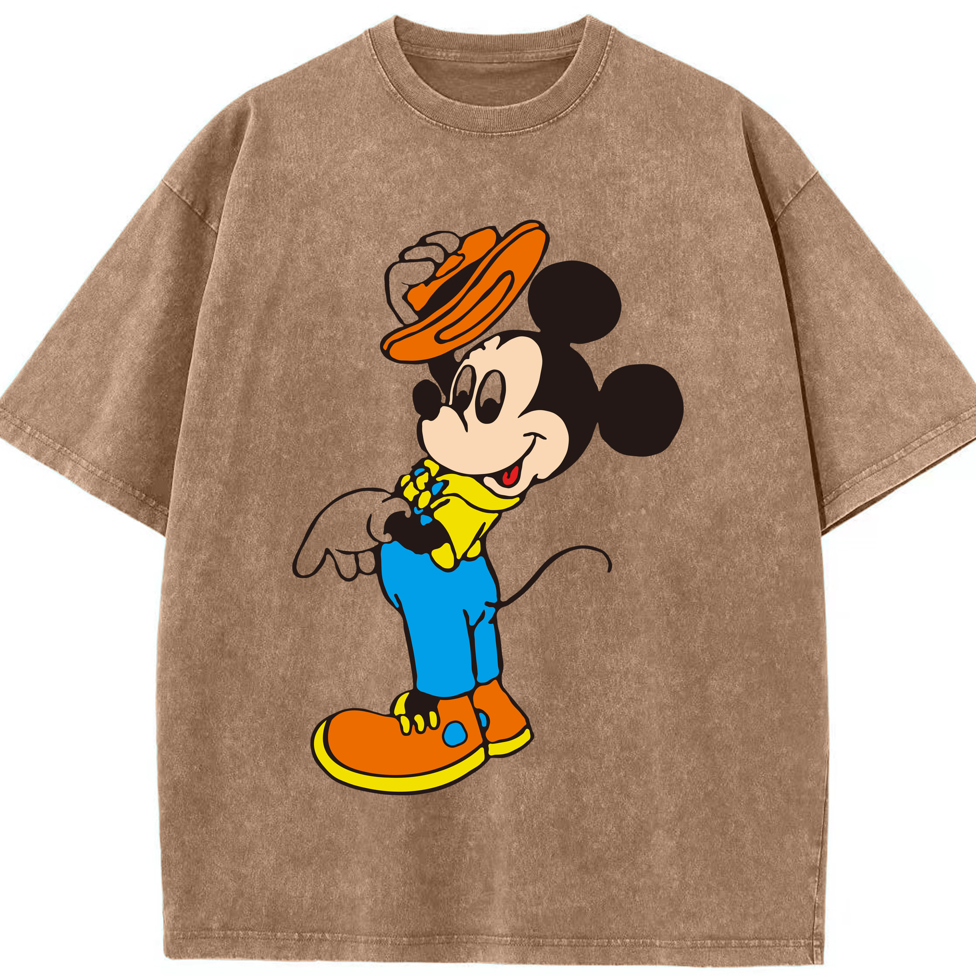 （画像用） ミッキーマウス Mickey Mouse 綿100% ヴィンテージ風 半袖Tシャツ（フロントプリント）