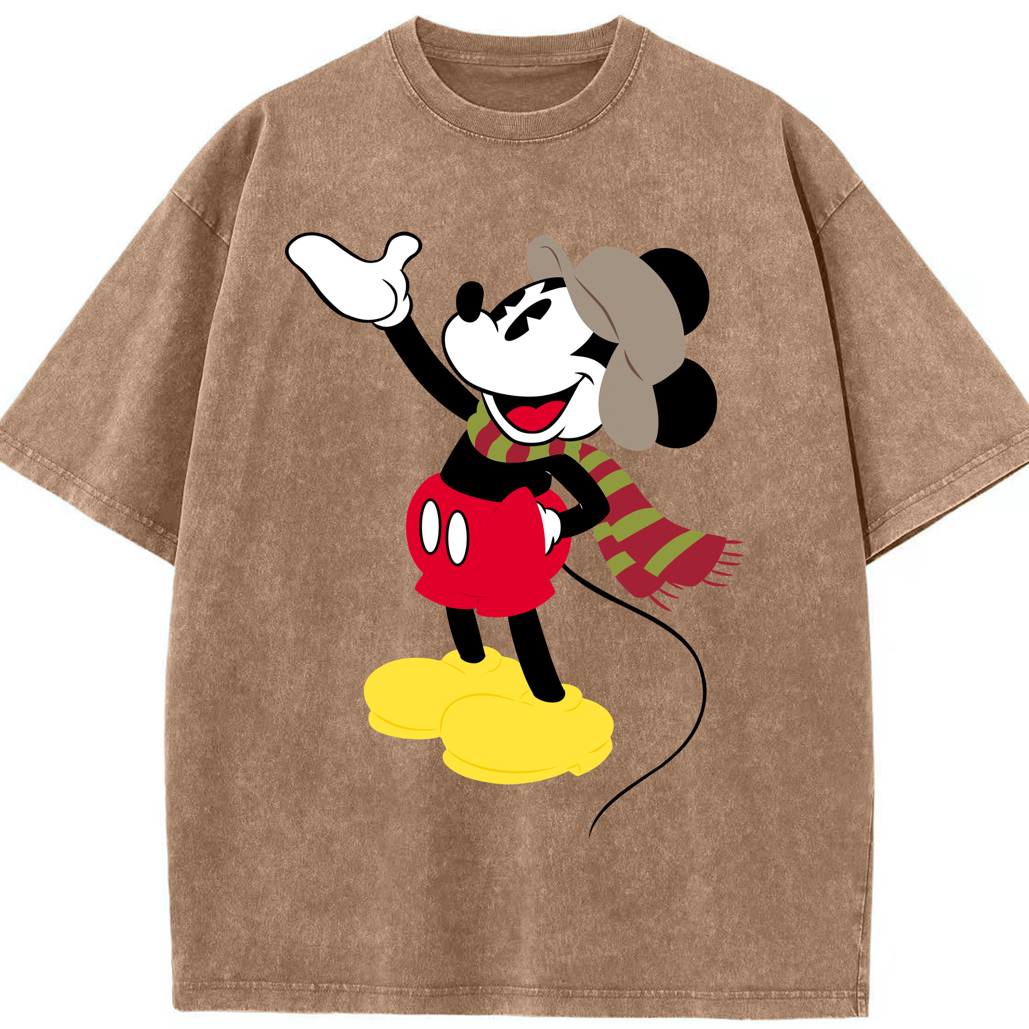 （画像用） ミッキーマウス Mickey Mouse 綿100% ヴィンテージ風 半袖Tシャツ（フロントプリント）