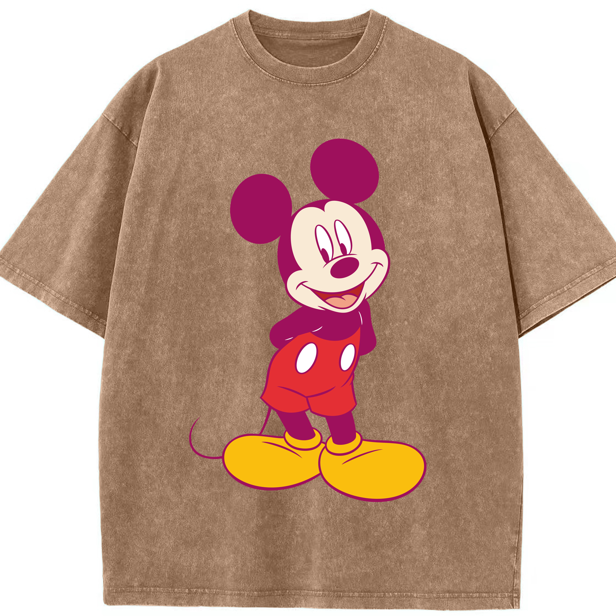 （画像用） ミッキーマウス Mickey Mouse 綿100% ヴィンテージ風 半袖Tシャツ（フロントプリント）