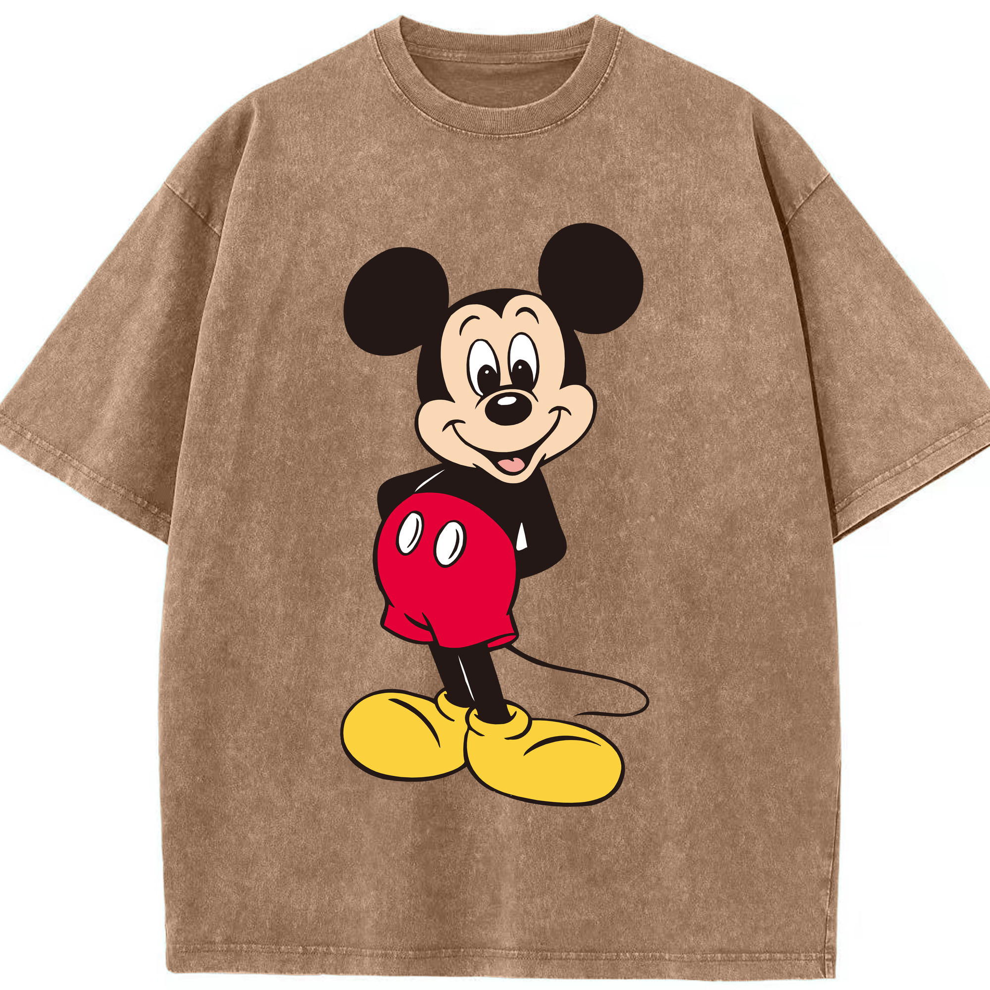 （画像用） ミッキーマウス Mickey Mouse 綿100% ヴィンテージ風 半袖Tシャツ（フロントプリント）