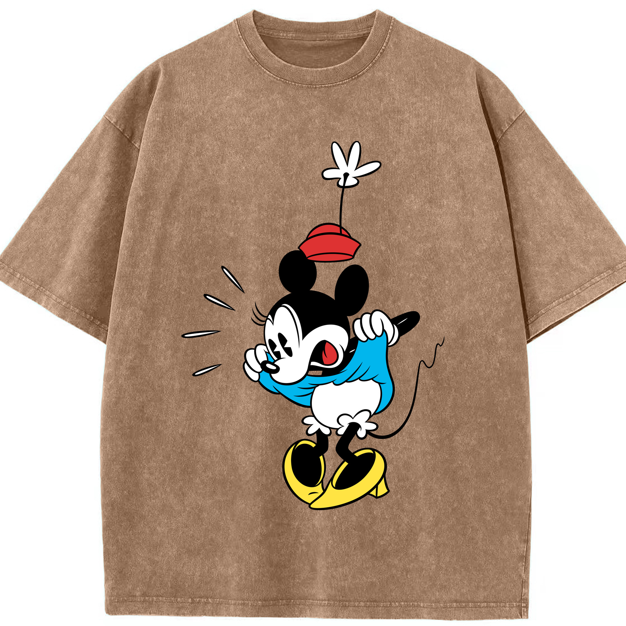 （画像用） ミッキーマウス Mickey Mouse 綿100% ヴィンテージ風 半袖Tシャツ（フロントプリント）