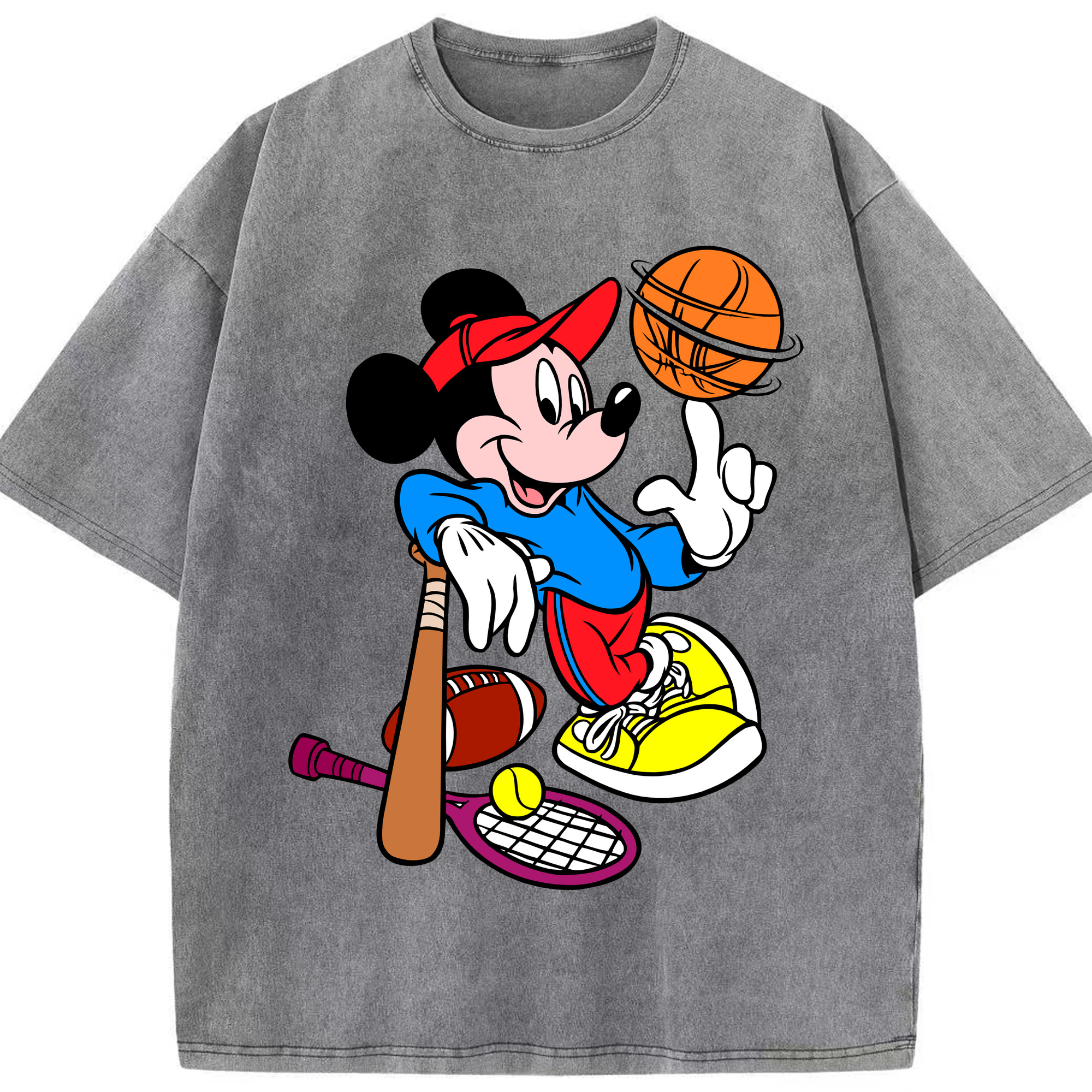 （画像用） ミッキーマウス Mickey Mouse 綿100% ヴィンテージ風 半袖Tシャツ（フロントプリント）