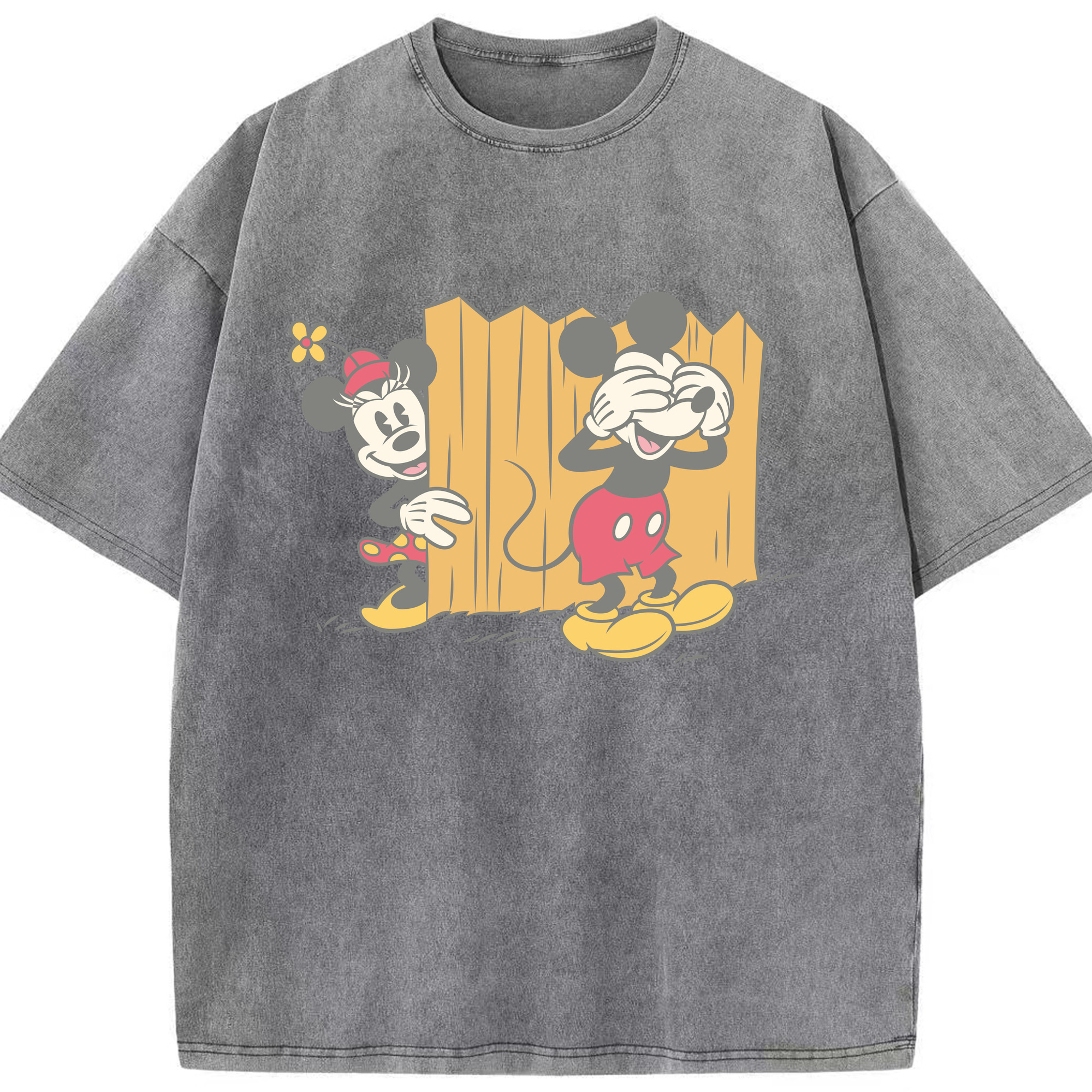 （画像用） ミッキーマウス Mickey Mouse 綿100% ヴィンテージ風 半袖Tシャツ（フロントプリント）