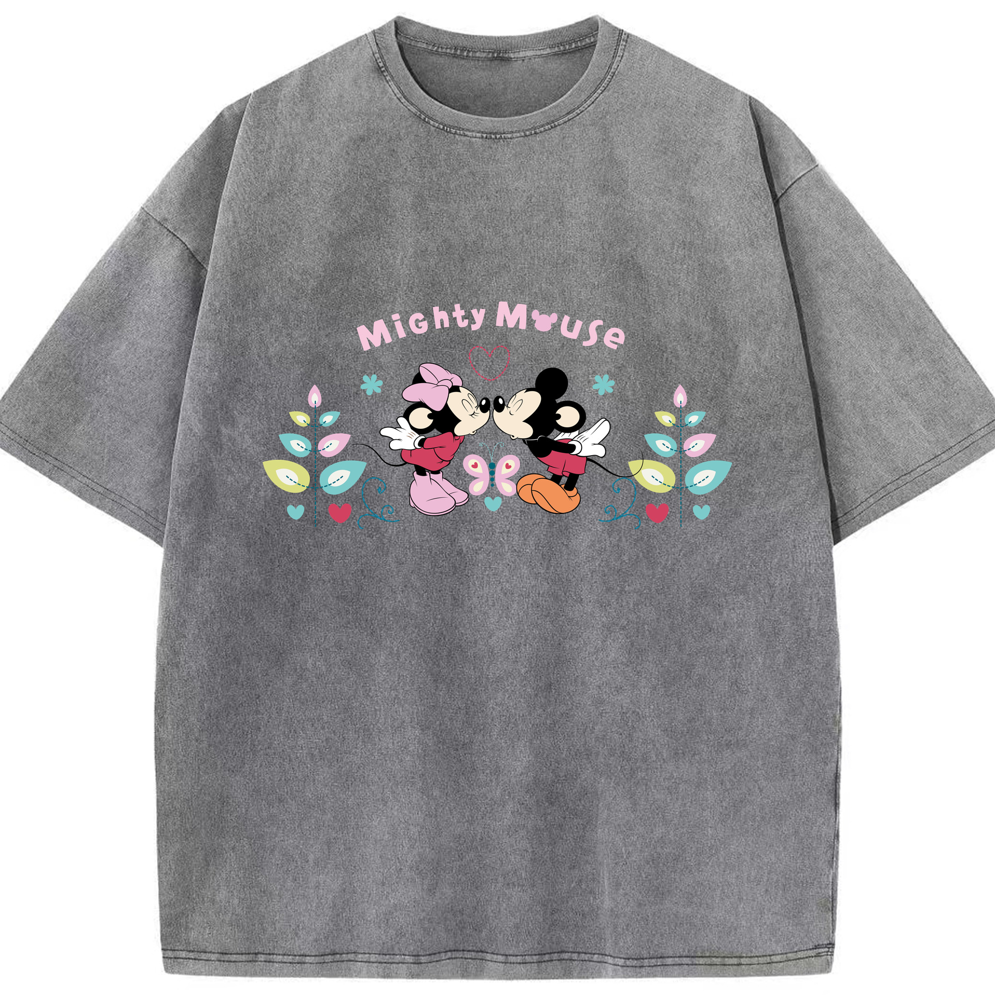 （画像用） ミッキーマウス Mickey Mouse 綿100% ヴィンテージ風 半袖Tシャツ（フロントプリント）