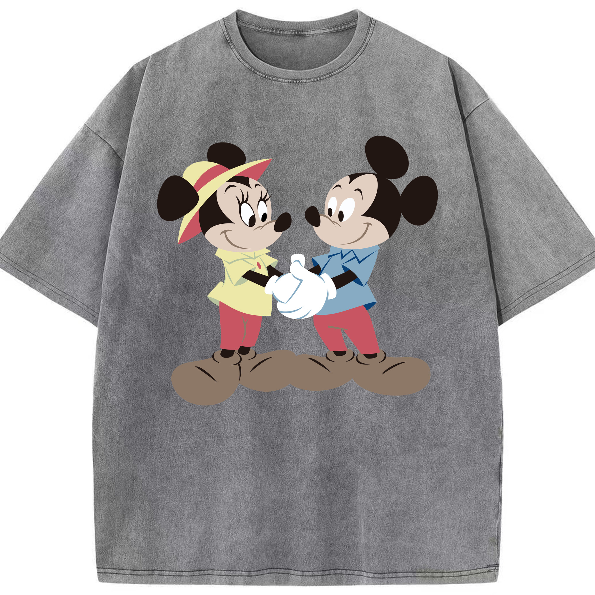 （画像用） ミッキーマウス Mickey Mouse 綿100% ヴィンテージ風 半袖Tシャツ（フロントプリント）