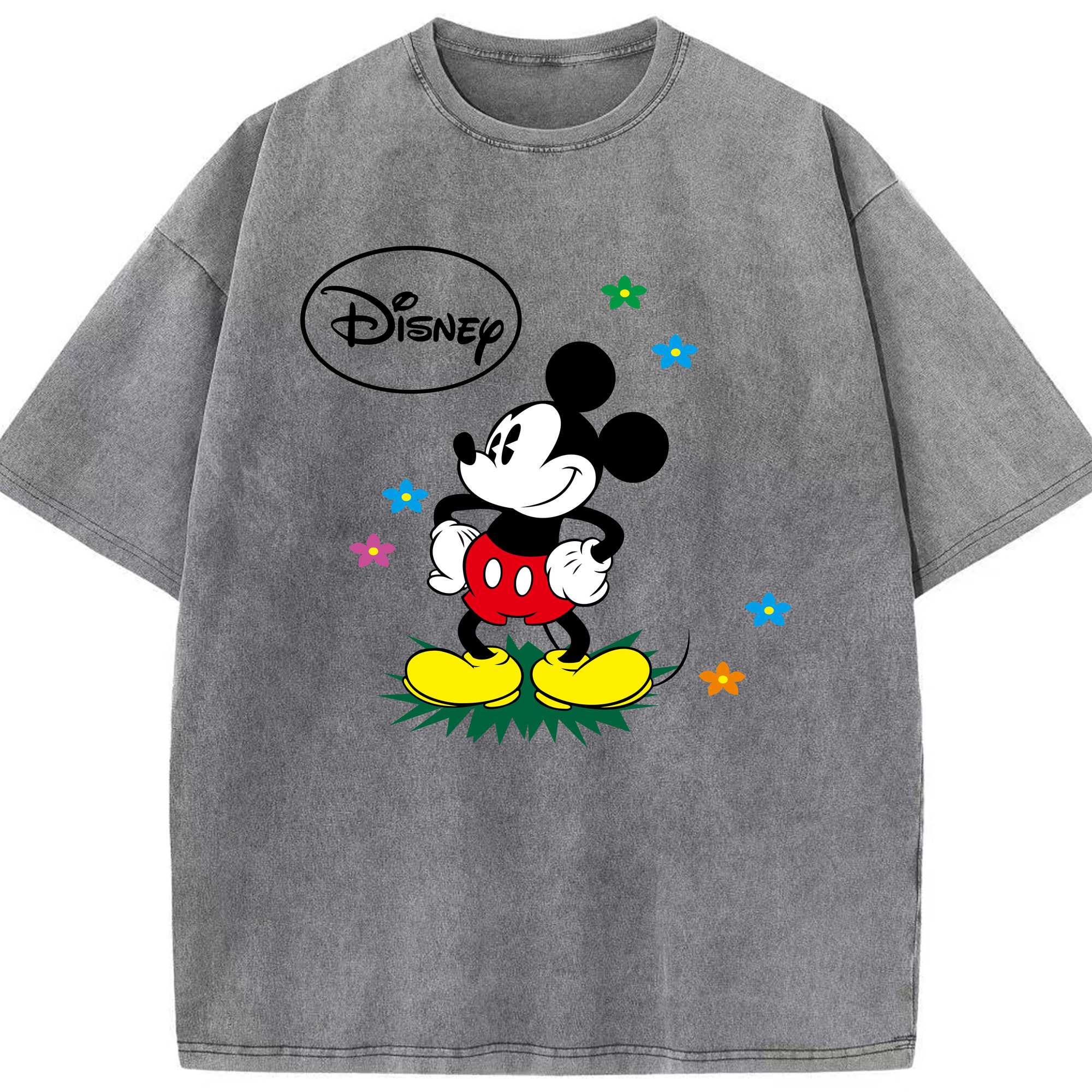 （画像用） ミッキーマウス Mickey Mouse 綿100% ヴィンテージ風 半袖Tシャツ（フロントプリント）