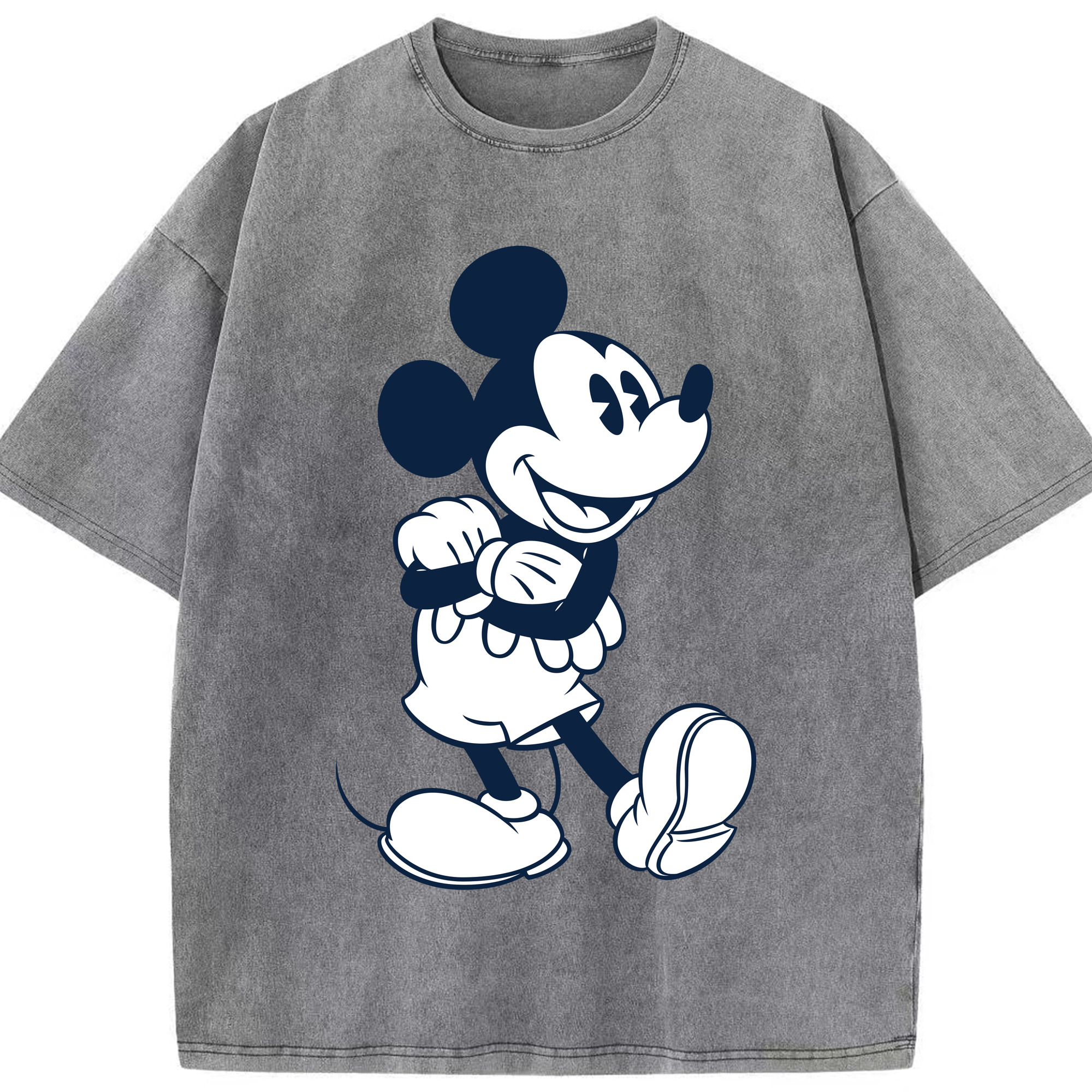 （画像用） ミッキーマウス Mickey Mouse 綿100% ヴィンテージ風 半袖Tシャツ（フロントプリント）
