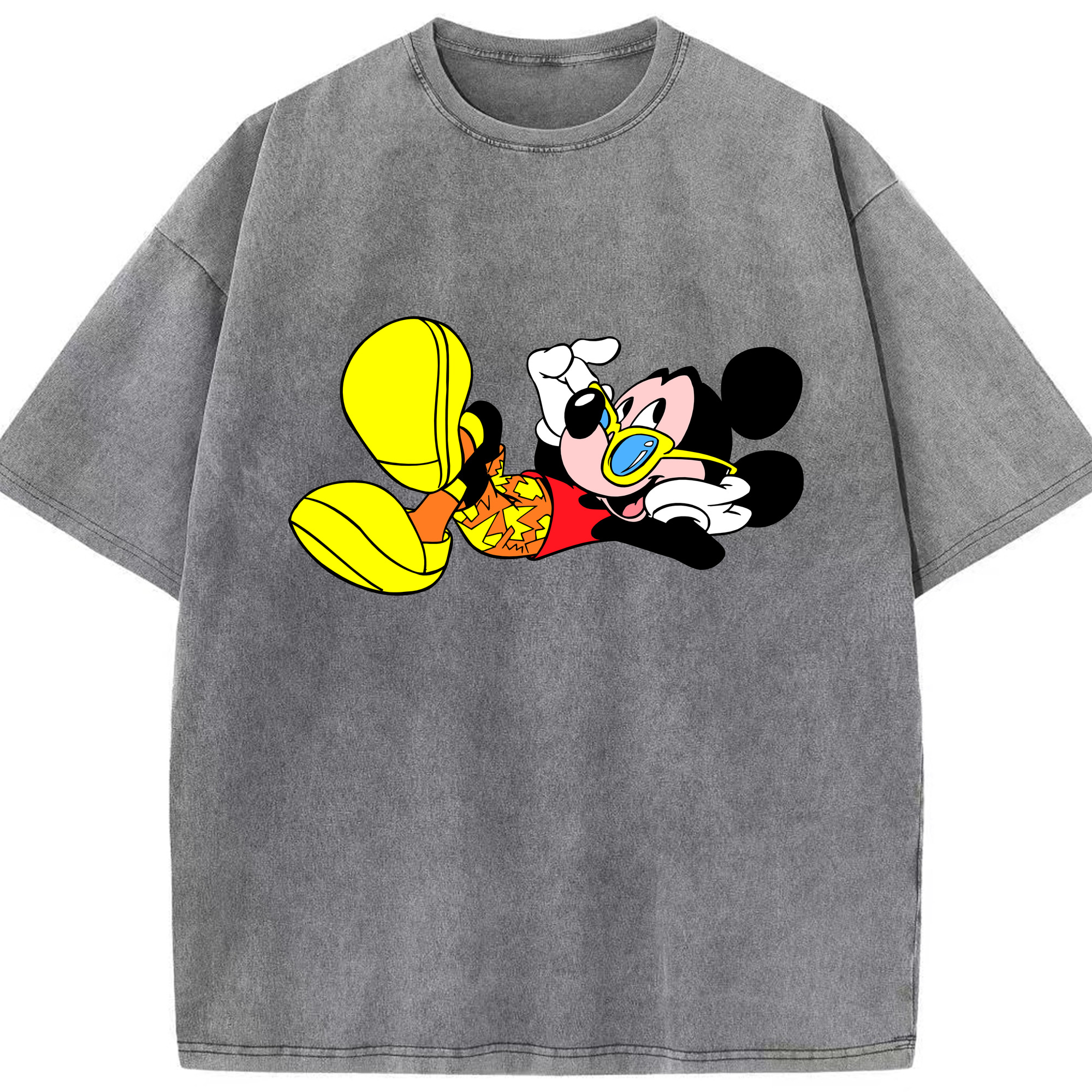 （画像用） ミッキーマウス Mickey Mouse 綿100% ヴィンテージ風 半袖Tシャツ（フロントプリント）