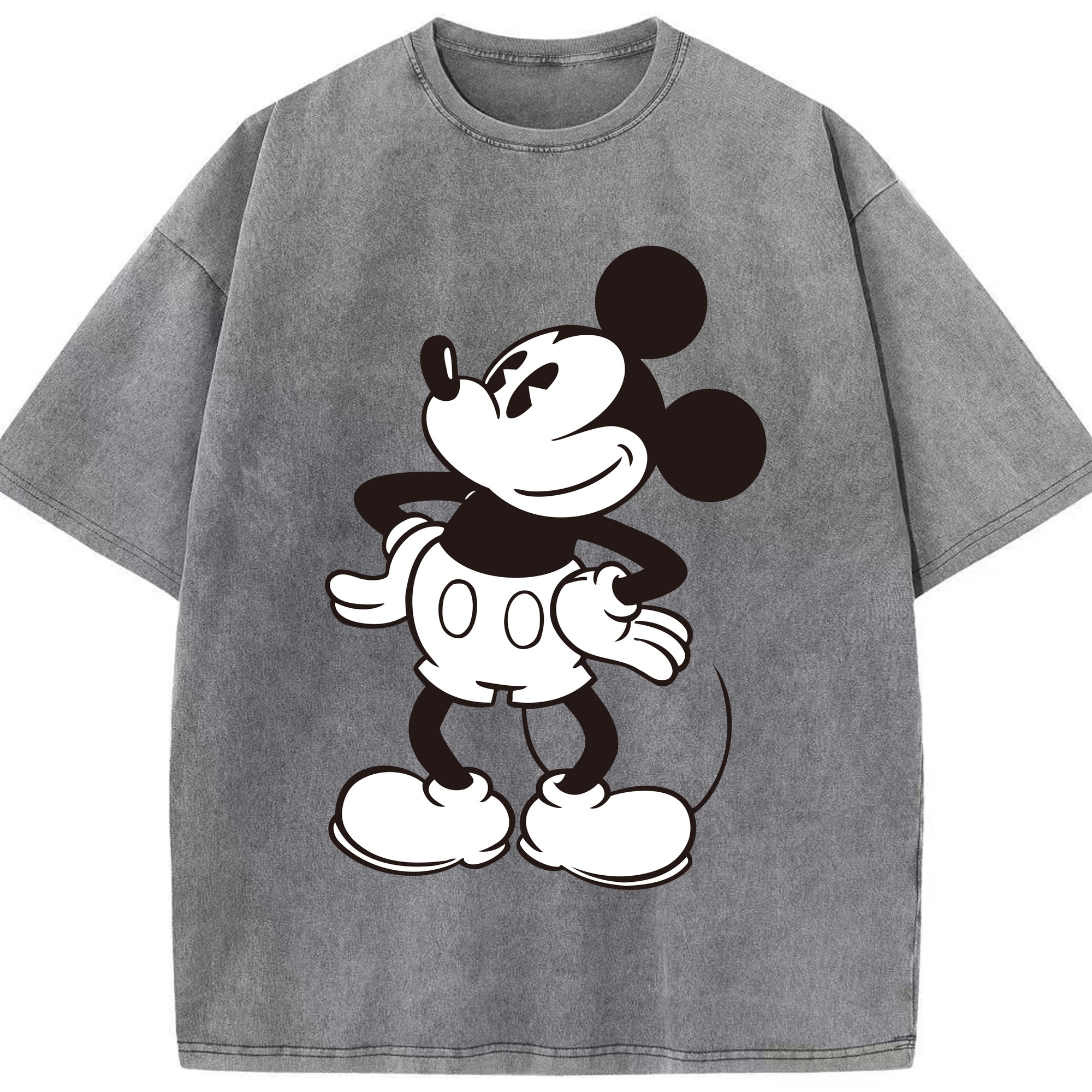 （画像用） ミッキーマウス Mickey Mouse 綿100% ヴィンテージ風 半袖Tシャツ（フロントプリント）