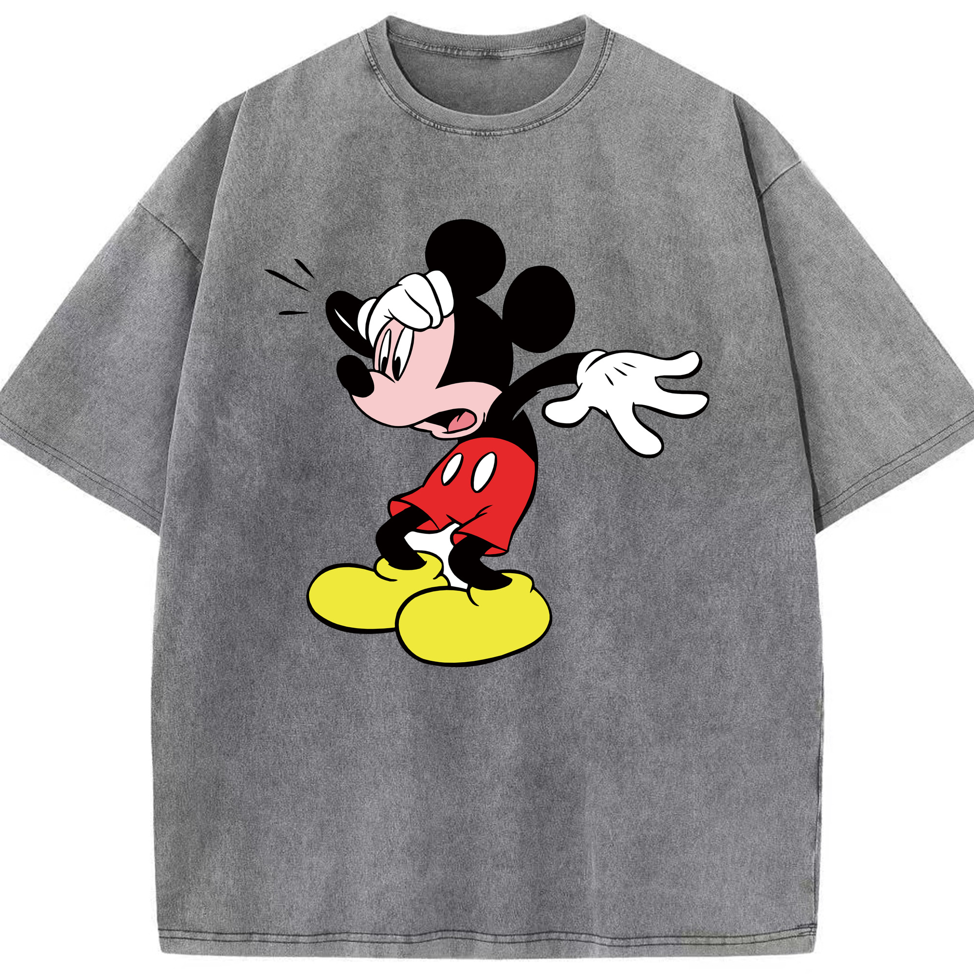 （画像用） ミッキーマウス Mickey Mouse 綿100% ヴィンテージ風 半袖Tシャツ（フロントプリント）