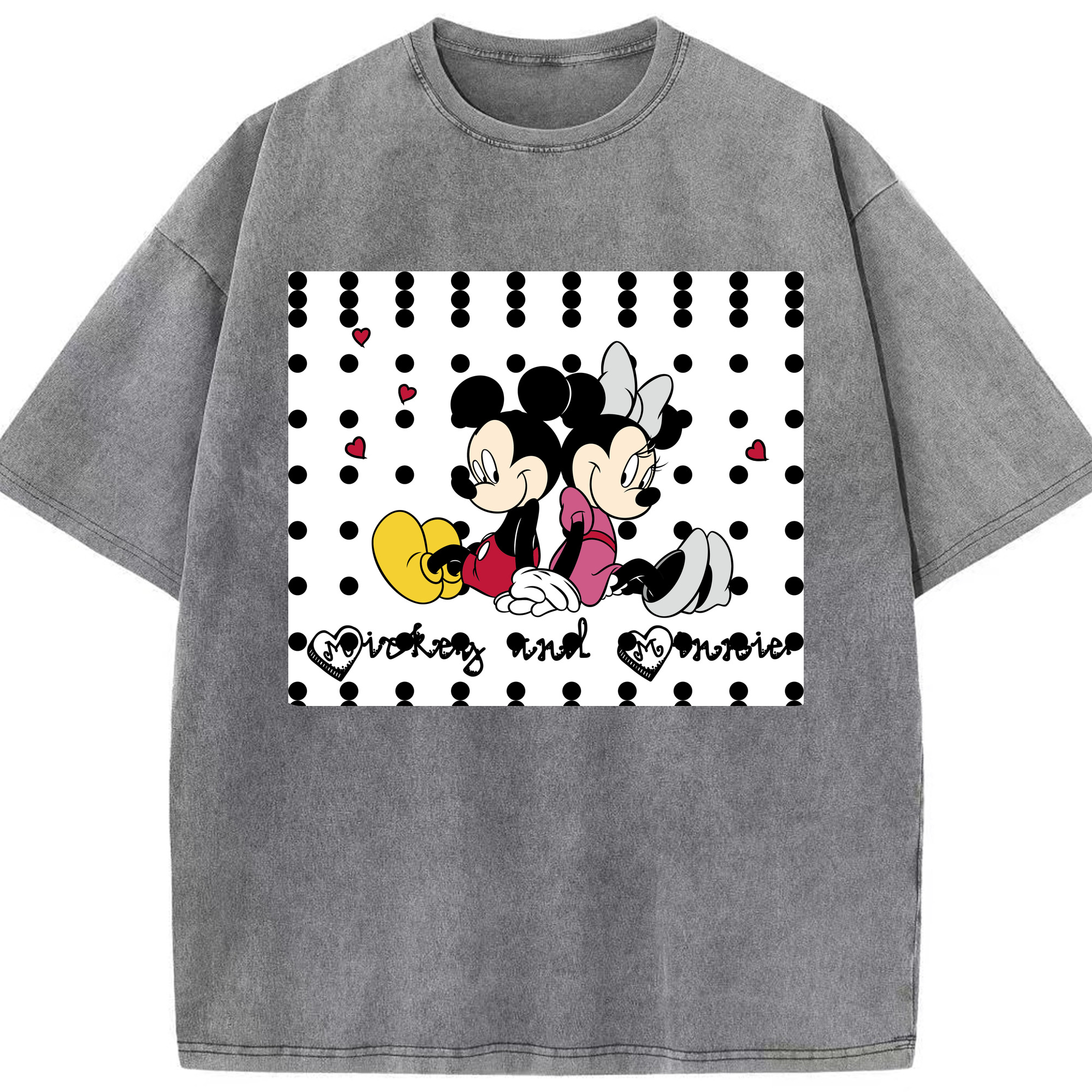 （画像用） ミッキーマウス Mickey Mouse 綿100% ヴィンテージ風 半袖Tシャツ（フロントプリント）