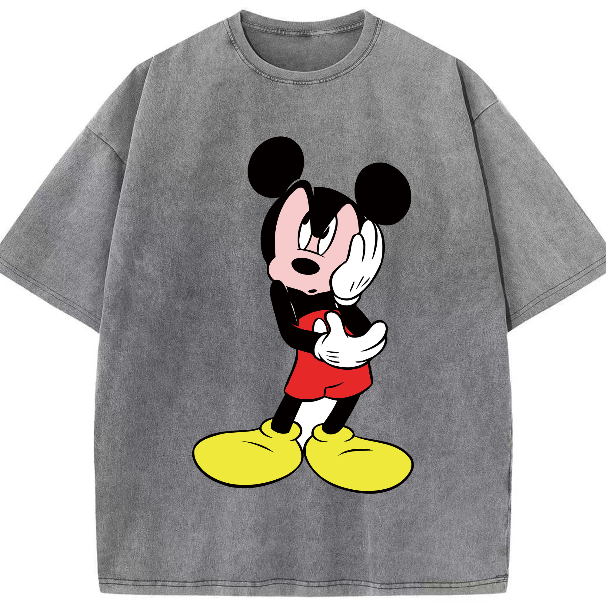 （画像用） ミッキーマウス Mickey Mouse 綿100% ヴィンテージ風 半袖Tシャツ（フロントプリント）