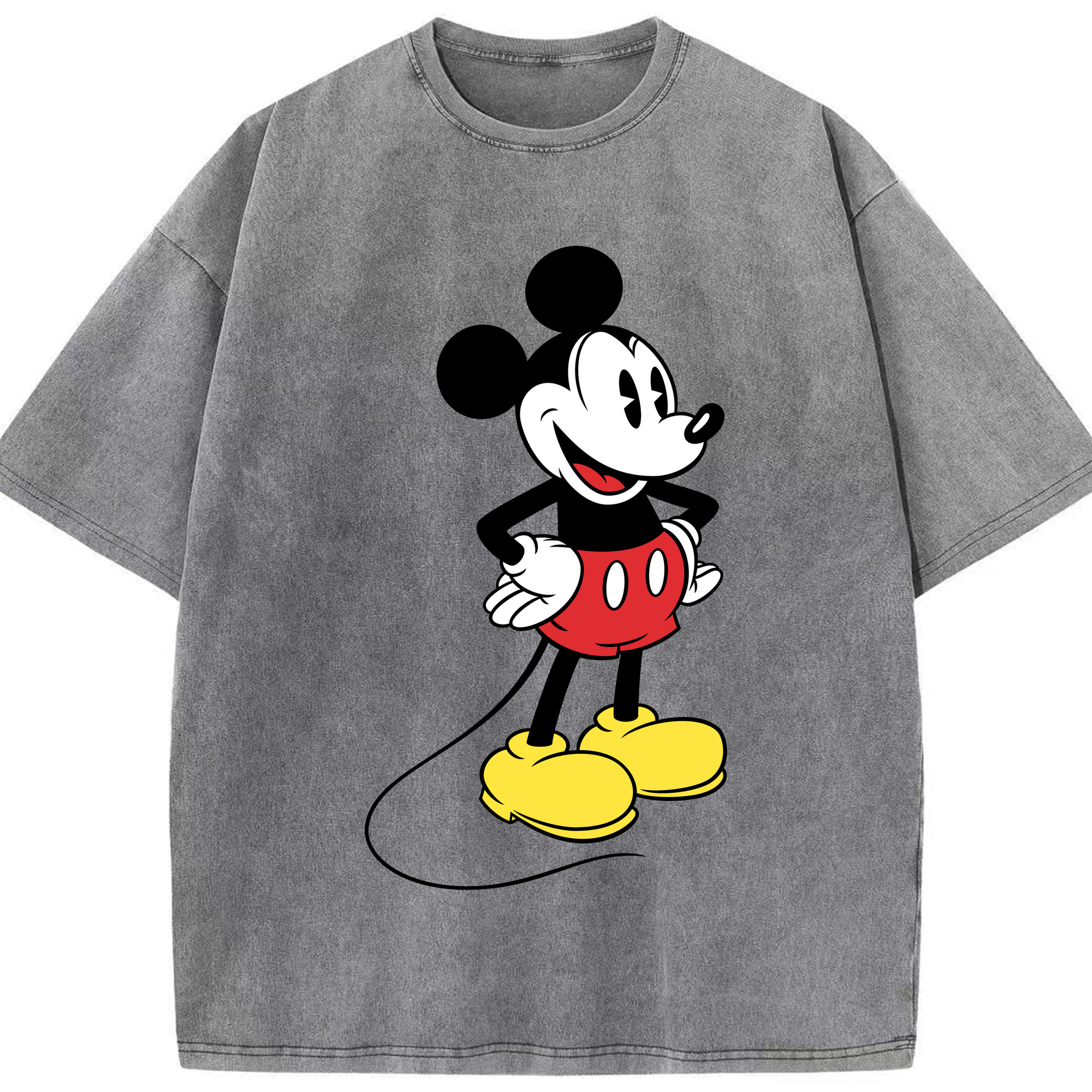 （画像用） ミッキーマウス Mickey Mouse 綿100% ヴィンテージ風 半袖Tシャツ（フロントプリント）