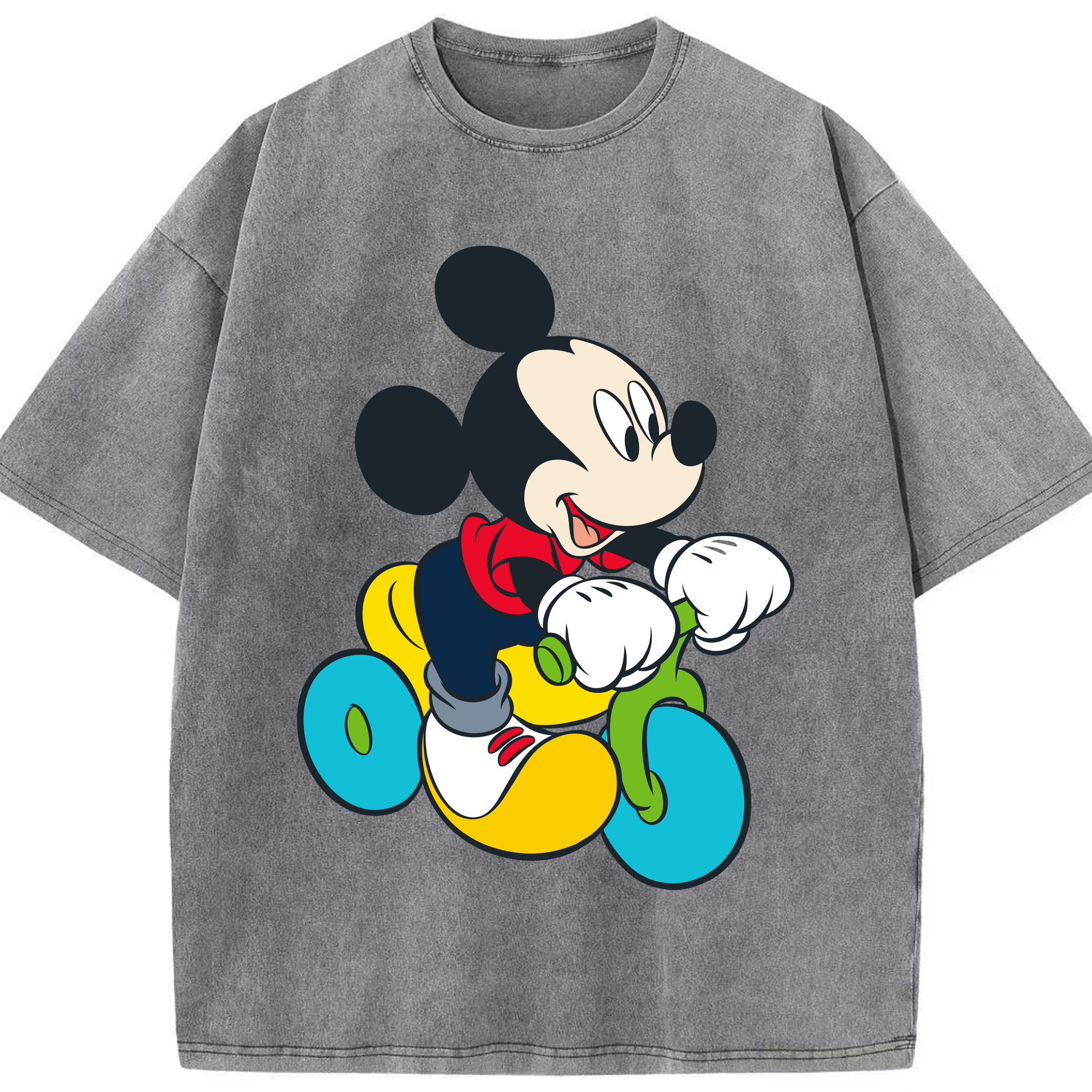 （画像用） ミッキーマウス Mickey Mouse 綿100% ヴィンテージ風 半袖Tシャツ（フロントプリント）