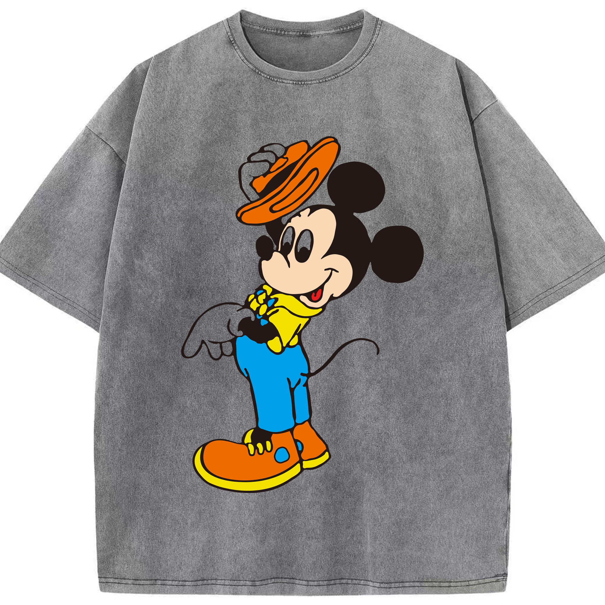 （画像用） ミッキーマウス Mickey Mouse 綿100% ヴィンテージ風 半袖Tシャツ（フロントプリント）
