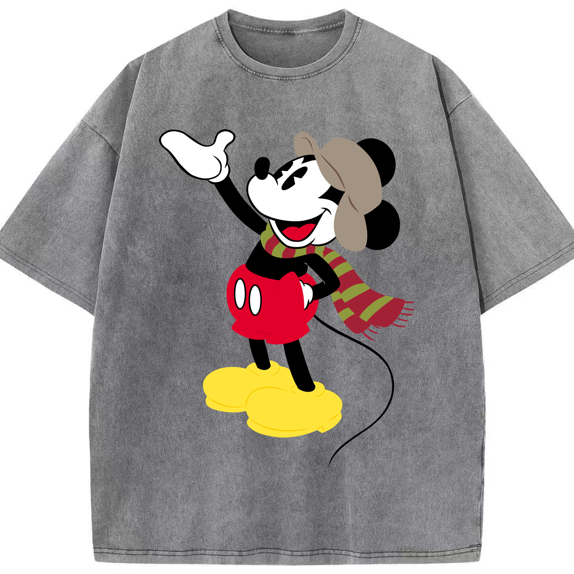 （画像用） ミッキーマウス Mickey Mouse 綿100% ヴィンテージ風 半袖Tシャツ（フロントプリント）