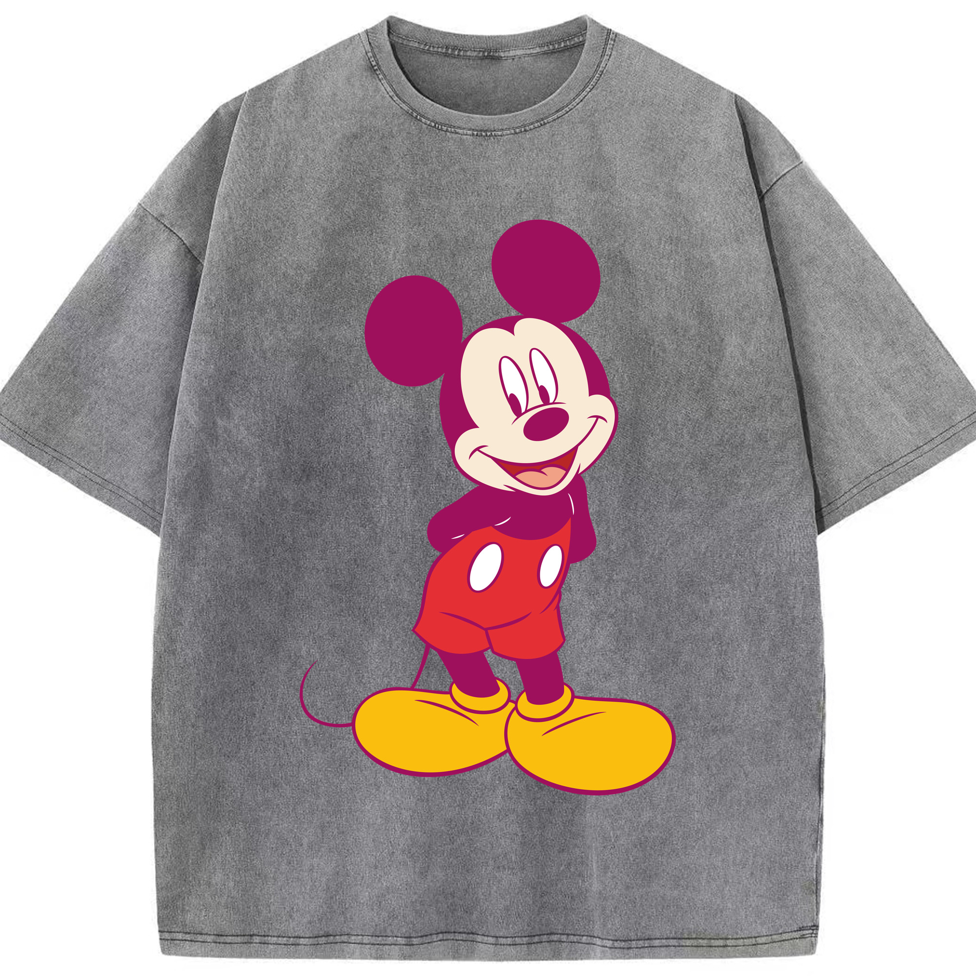 （画像用） ミッキーマウス Mickey Mouse 綿100% ヴィンテージ風 半袖Tシャツ（フロントプリント）