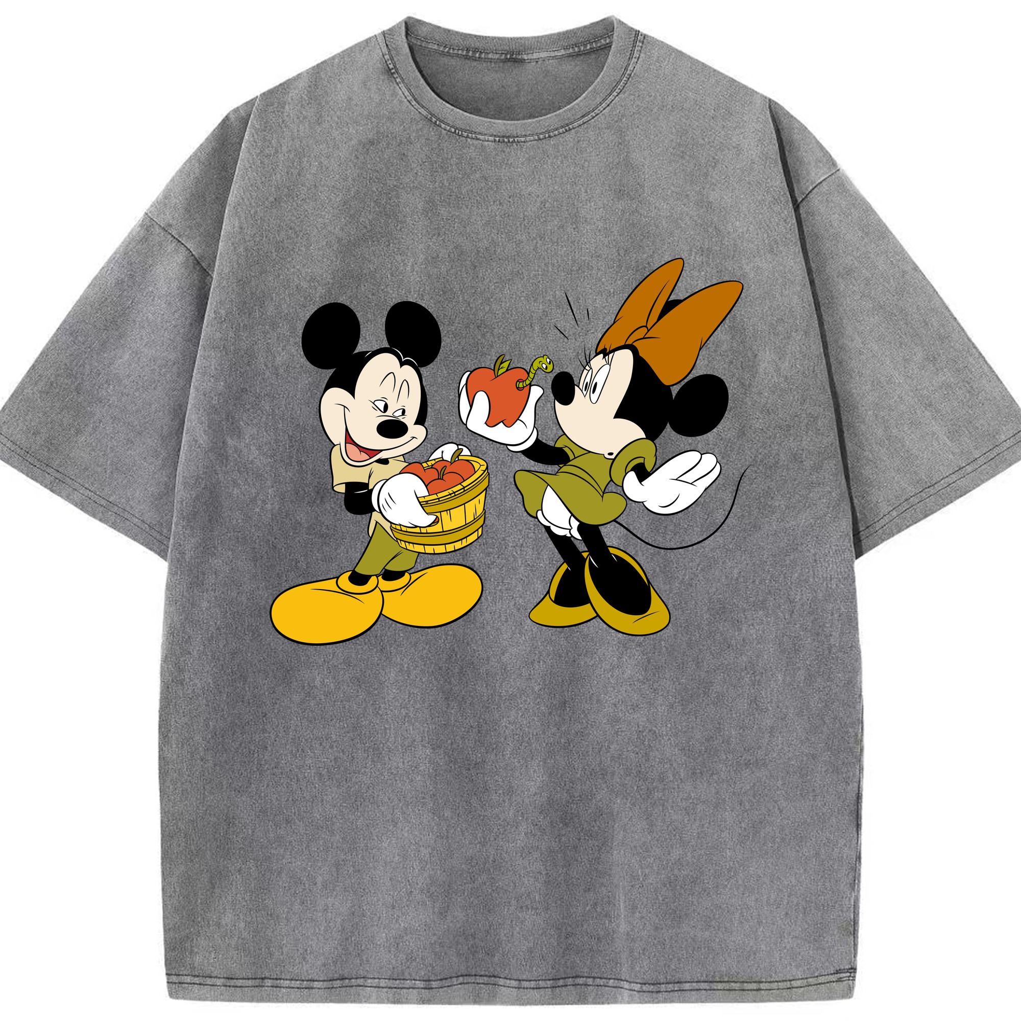 （画像用） ミッキーマウス Mickey Mouse 綿100% ヴィンテージ風 半袖Tシャツ（フロントプリント）