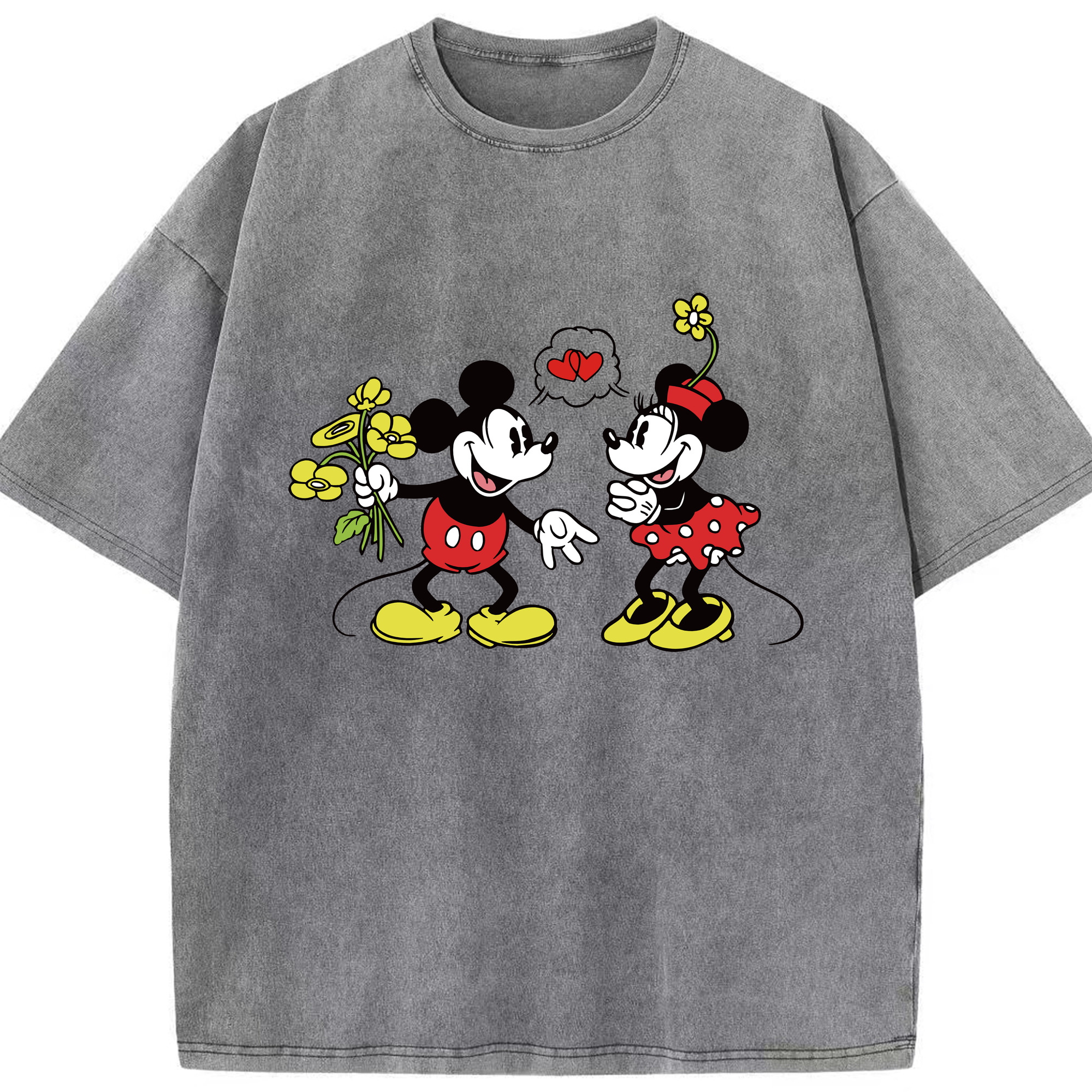 （画像用） ミッキーマウス Mickey Mouse 綿100% ヴィンテージ風 半袖Tシャツ（フロントプリント）