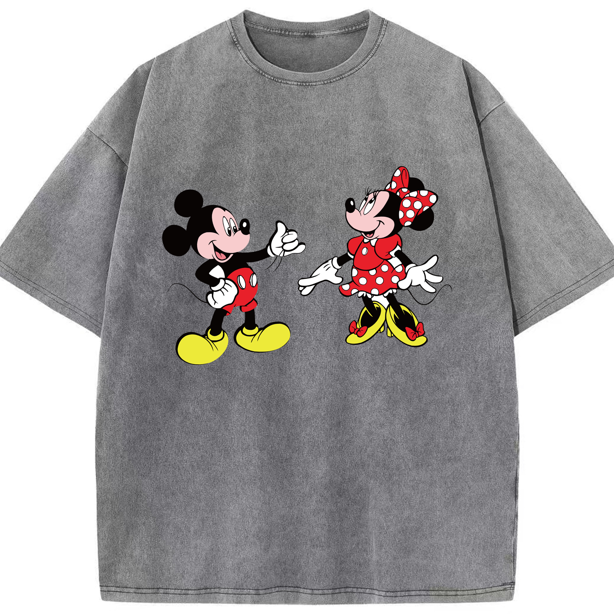 （画像用） ミッキーマウス Mickey Mouse 綿100% ヴィンテージ風 半袖Tシャツ（フロントプリント）