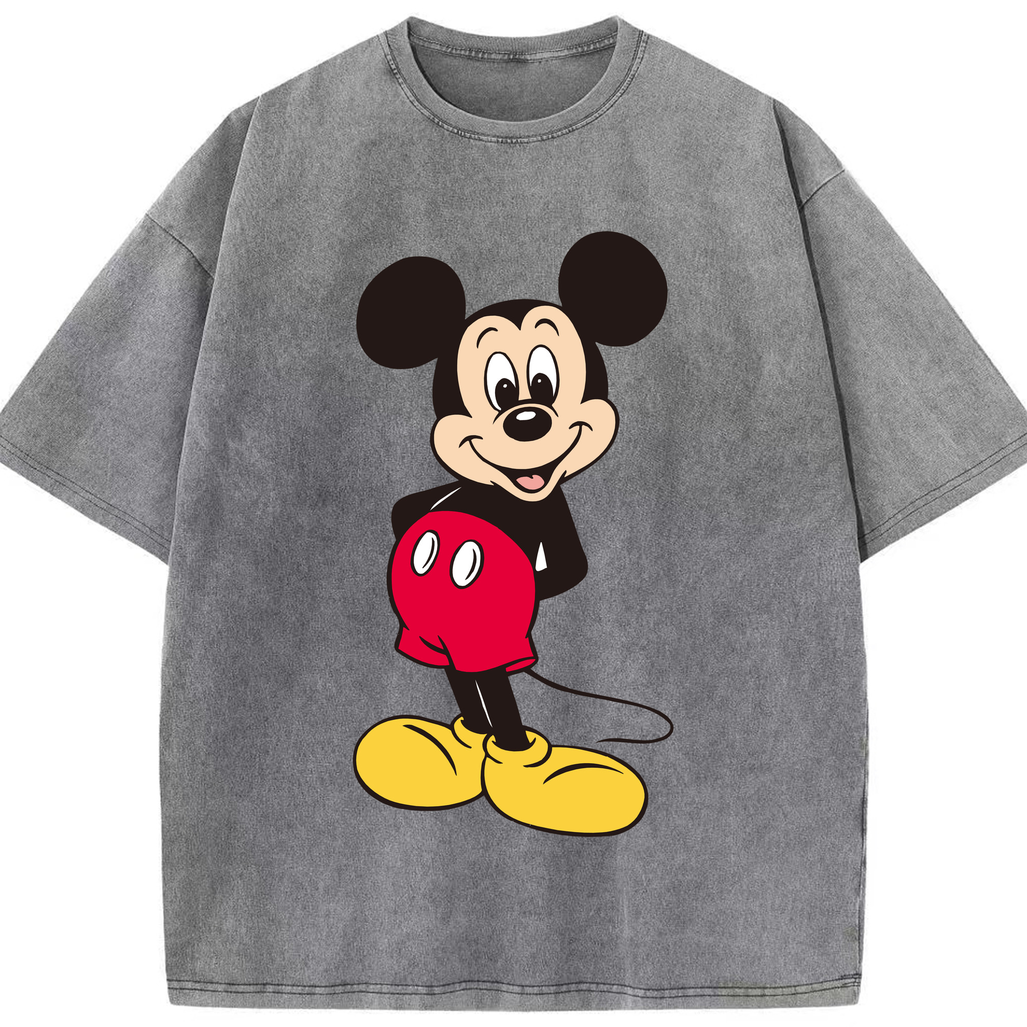（画像用） ミッキーマウス Mickey Mouse 綿100% ヴィンテージ風 半袖Tシャツ（フロントプリント）