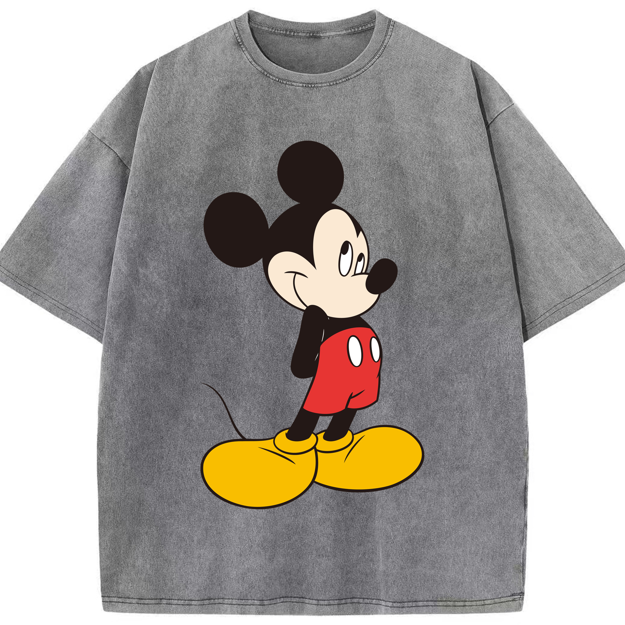 （画像用） ミッキーマウス Mickey Mouse 綿100% ヴィンテージ風 半袖Tシャツ（フロントプリント）